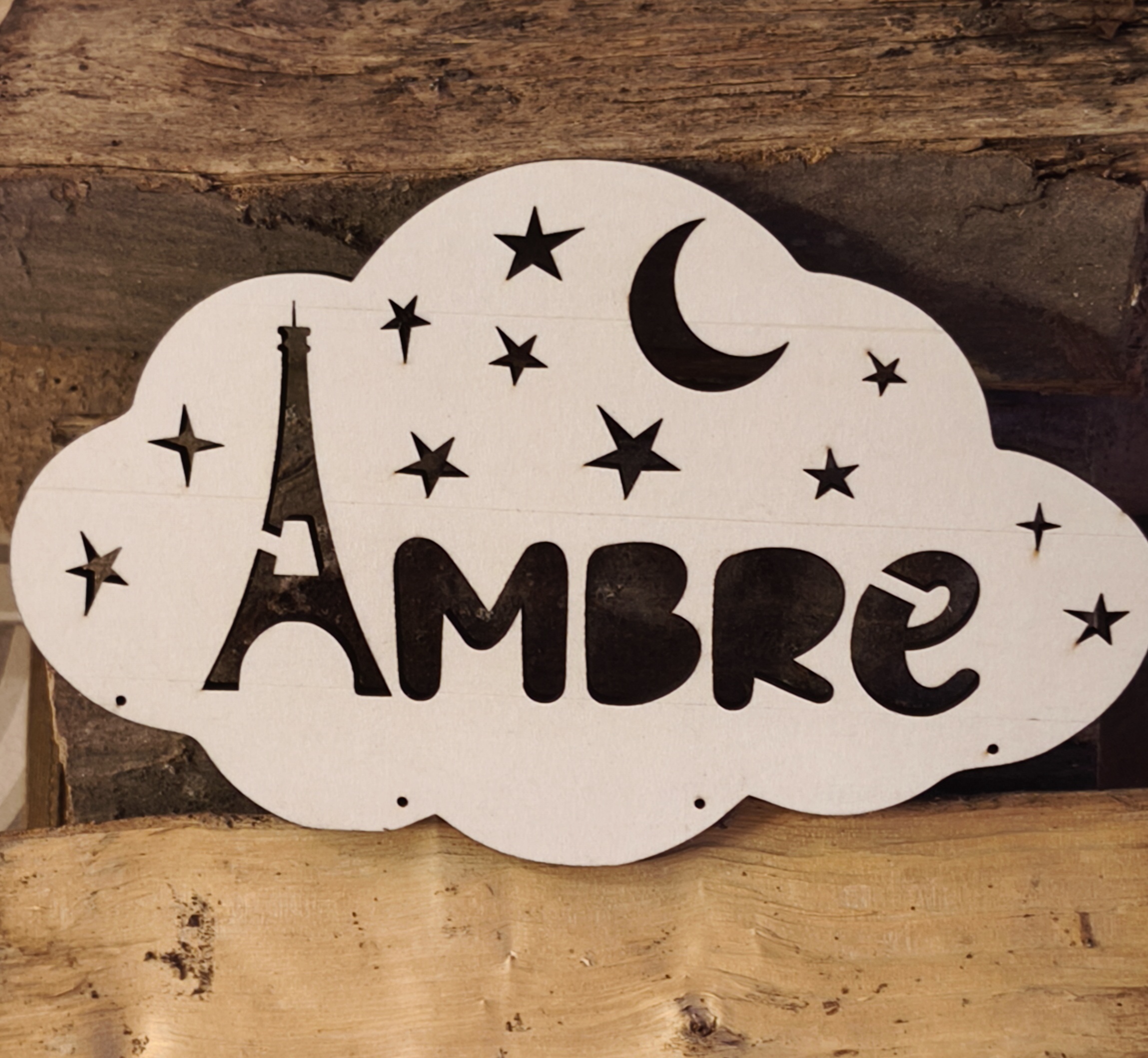 Plaque nuage personnalisée en bois