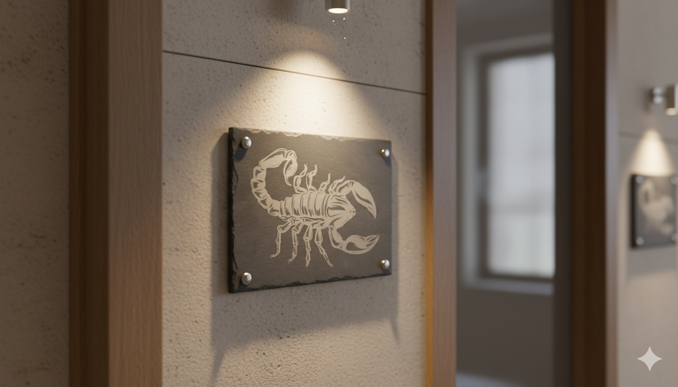 Plaque en ardoise avec motif de scorpion
