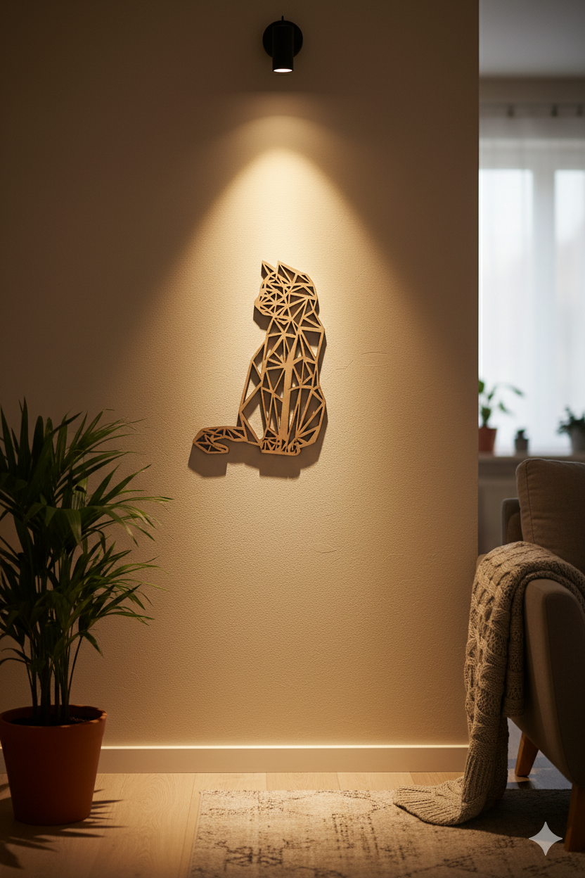 Décoration murale chat en bois