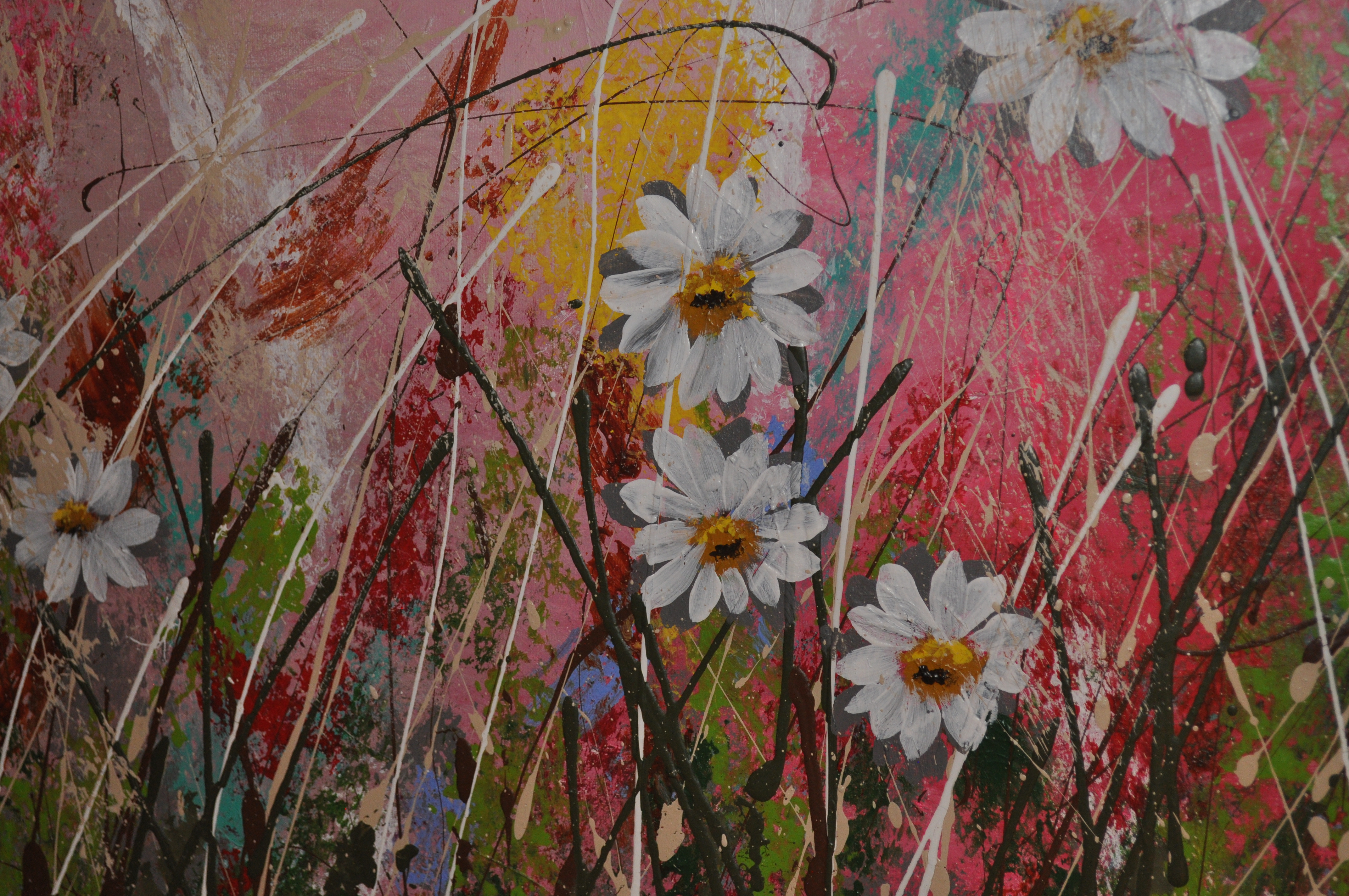 Blood Moon. Abstract Floral Moon Painting