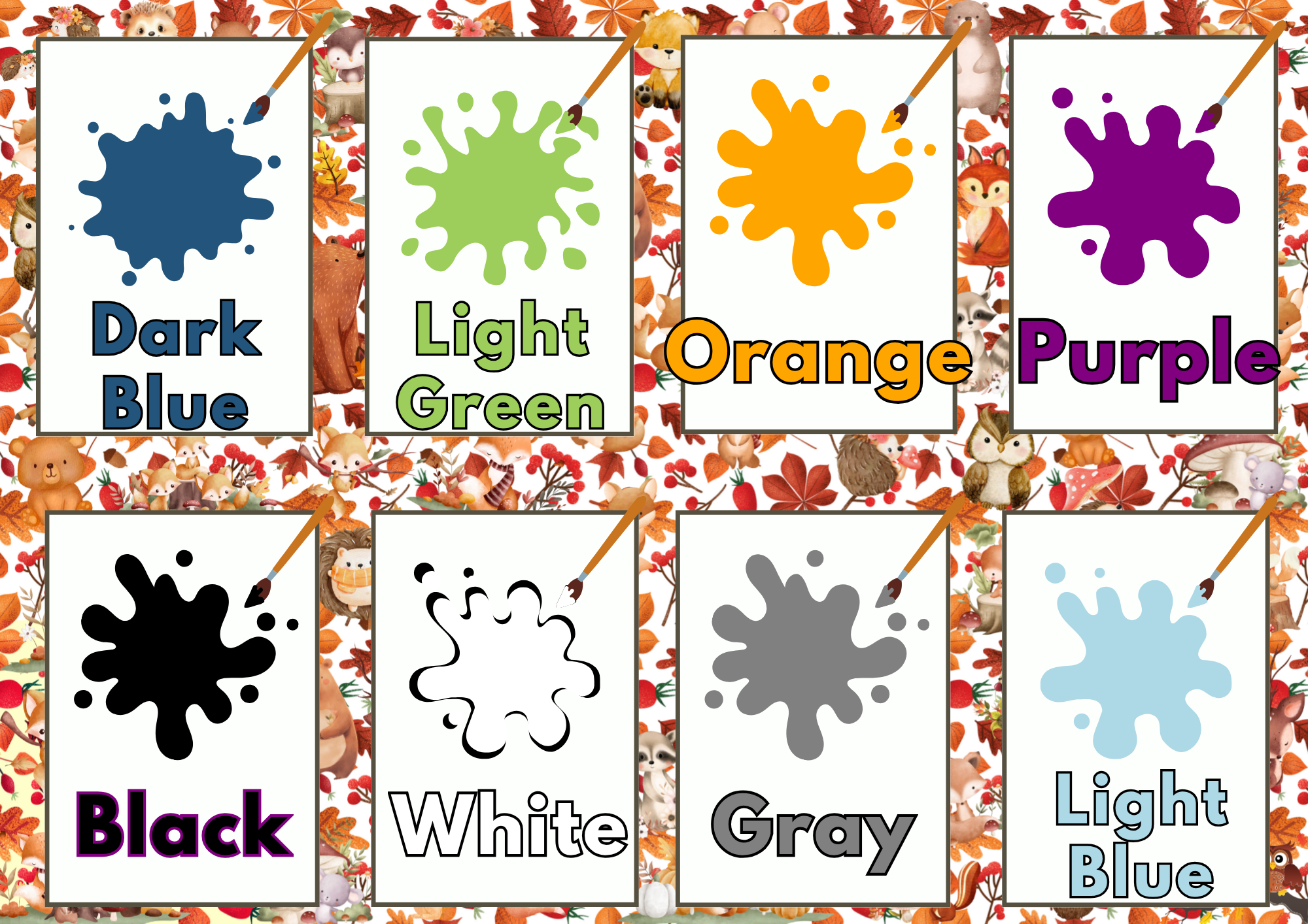 Fall Shape and Color Flashcard Set