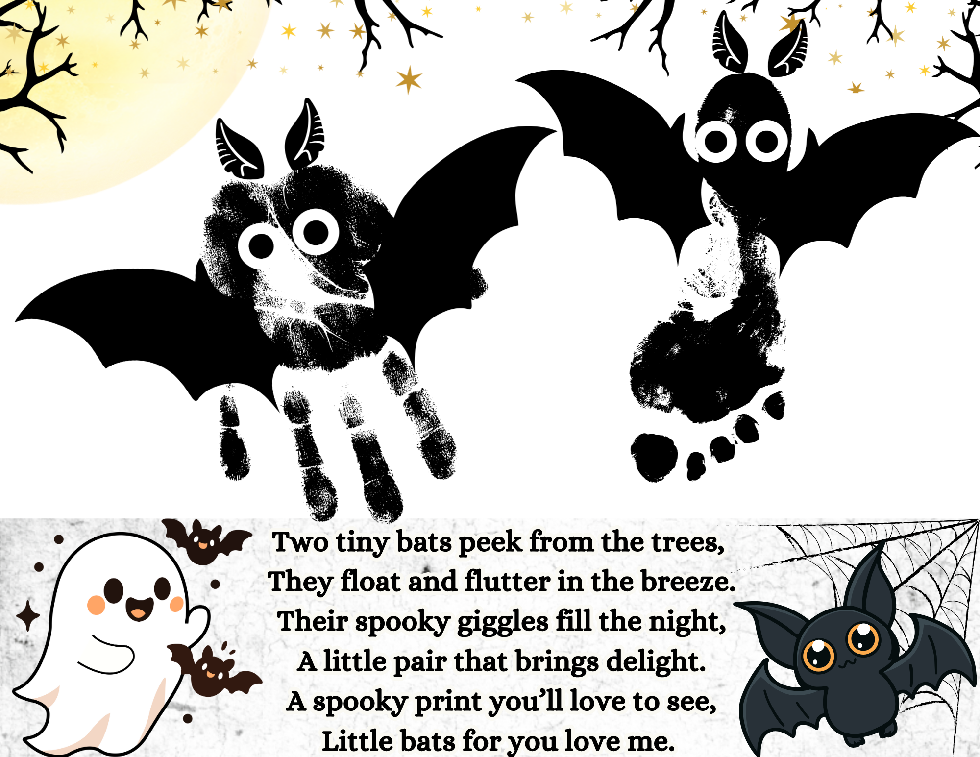  Bat Handprint & Footprint Poem Keepsake