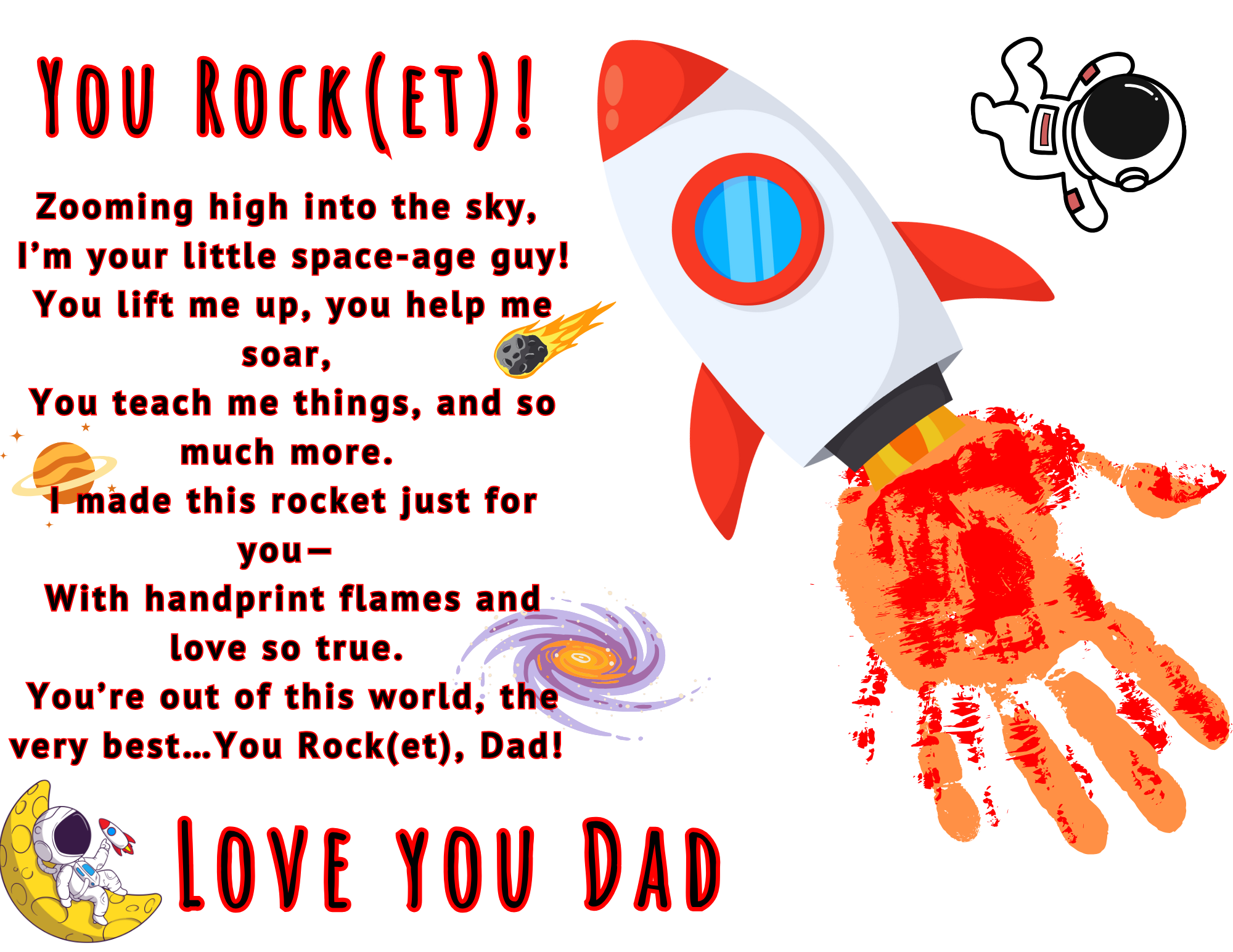 You Rocket Dad Handprint Gift