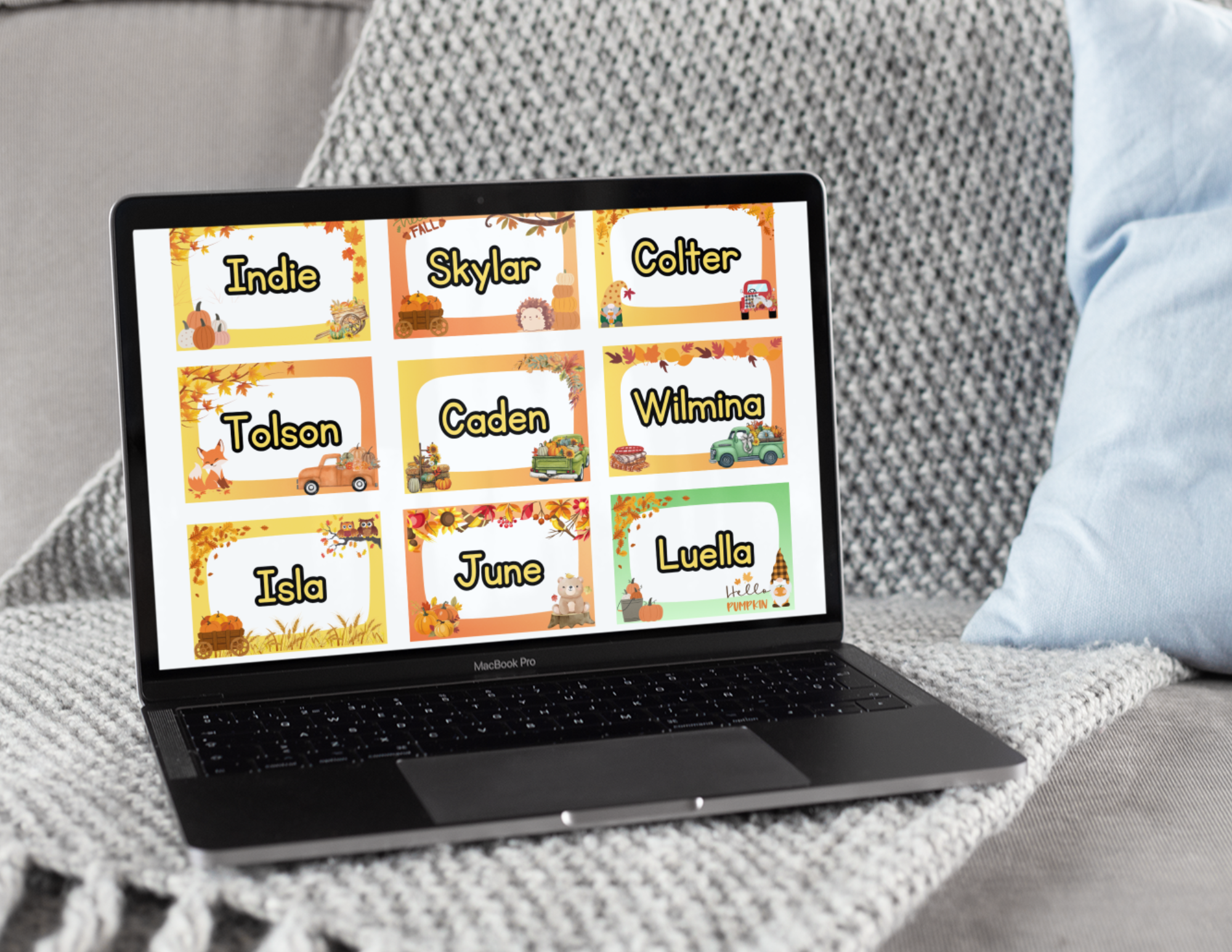 Editable Fall Name Tags Set of 4 sizes