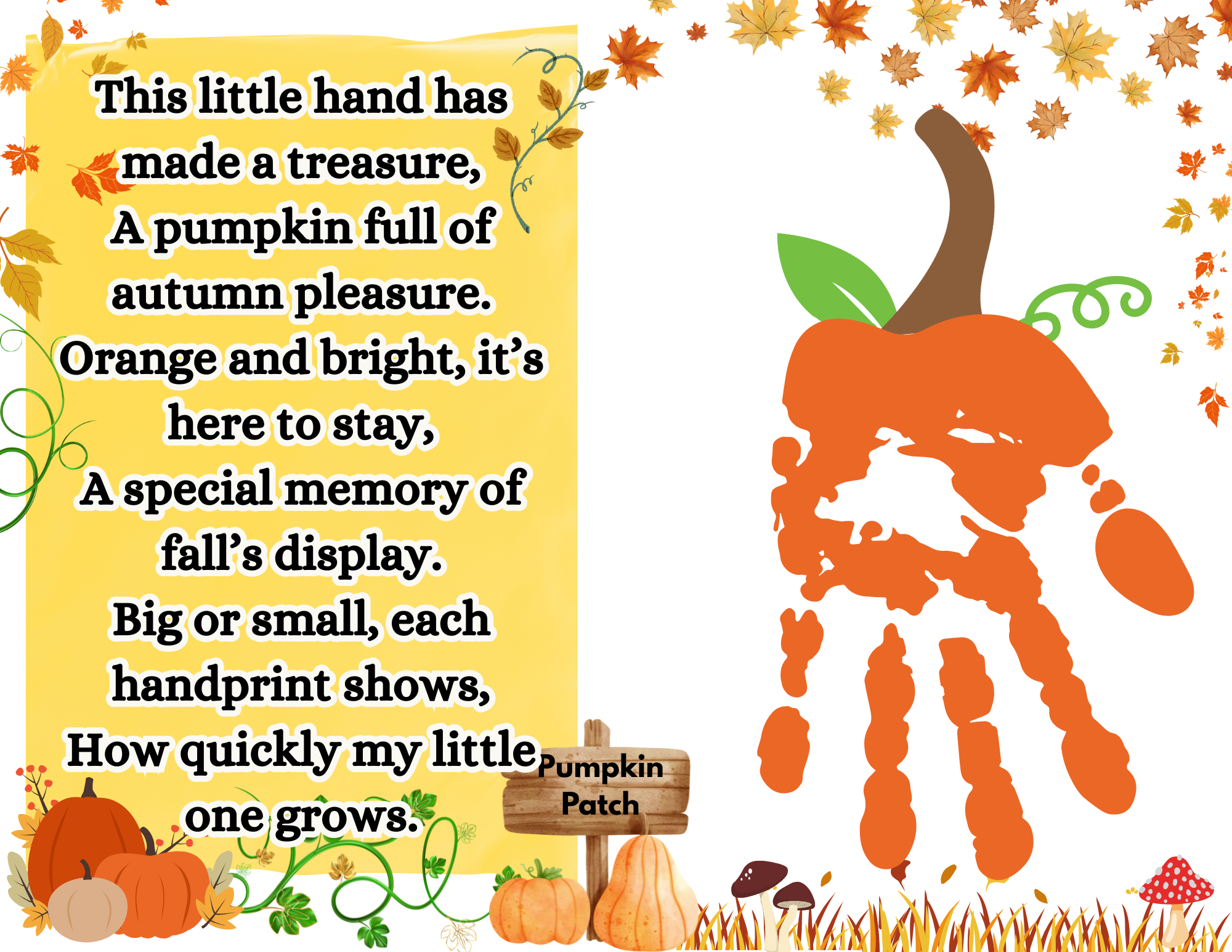 Pumpkin Handprint Craft