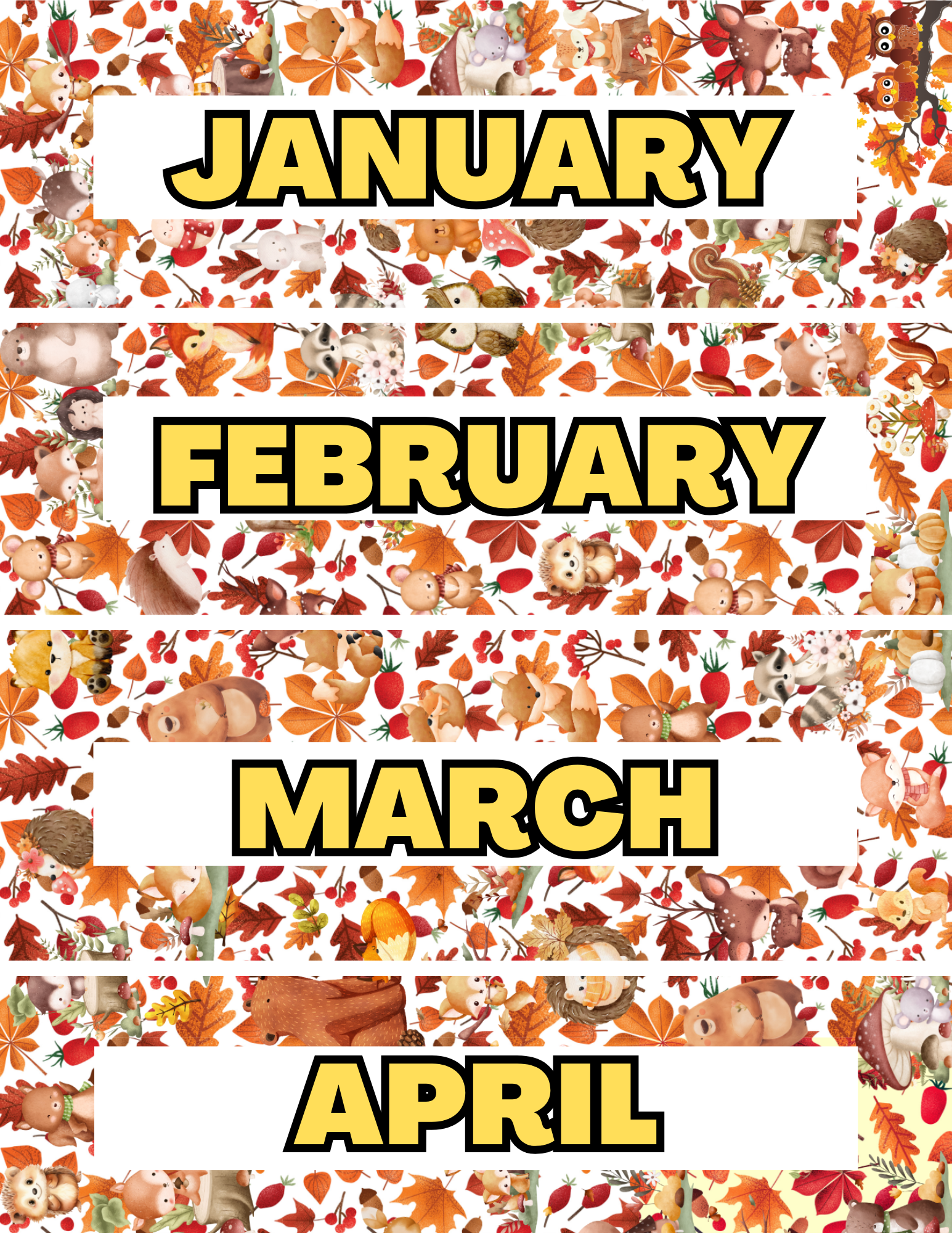 Printable Autumn Calendar Set 