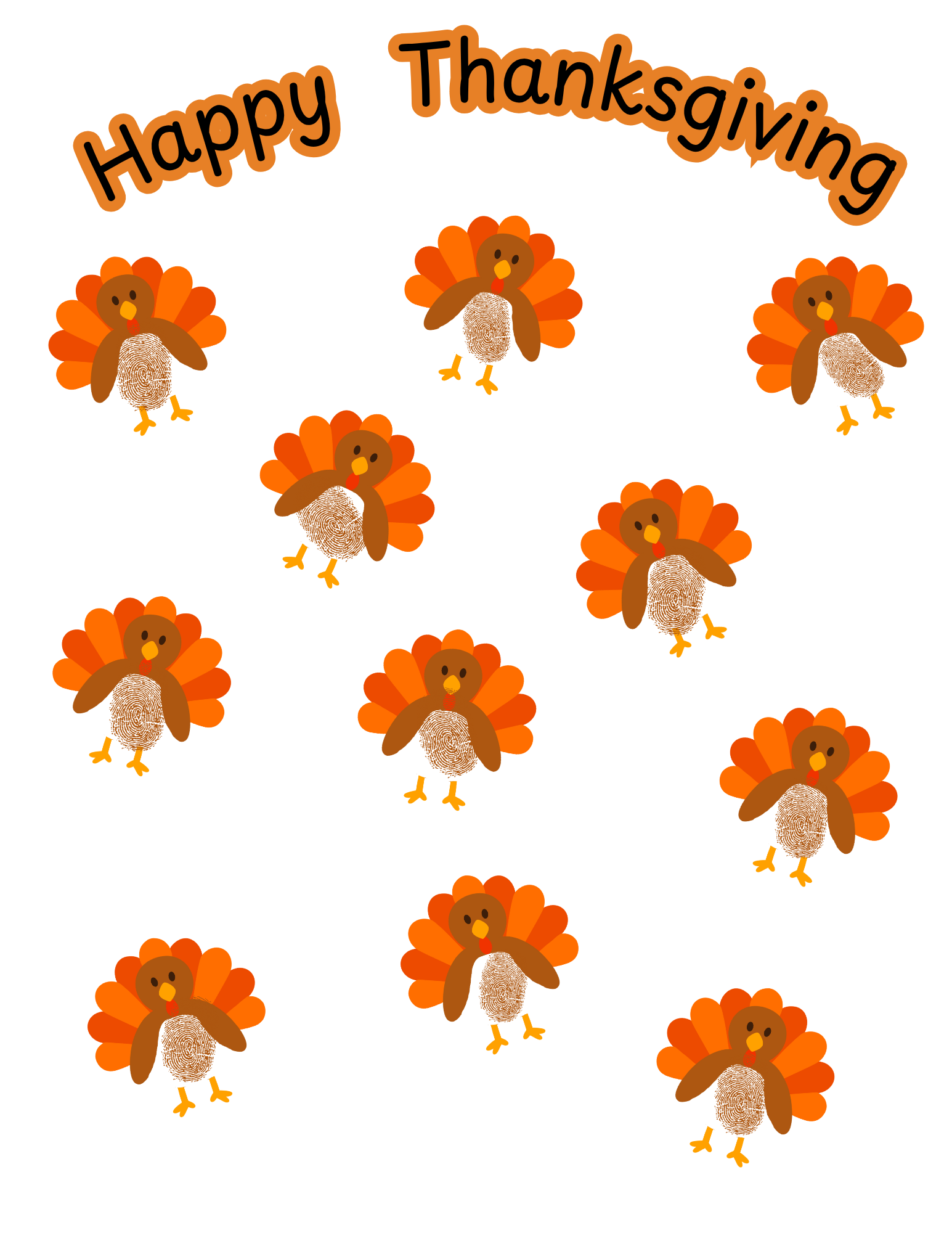 Thanksgiving Fingerprint Turkey Craft 