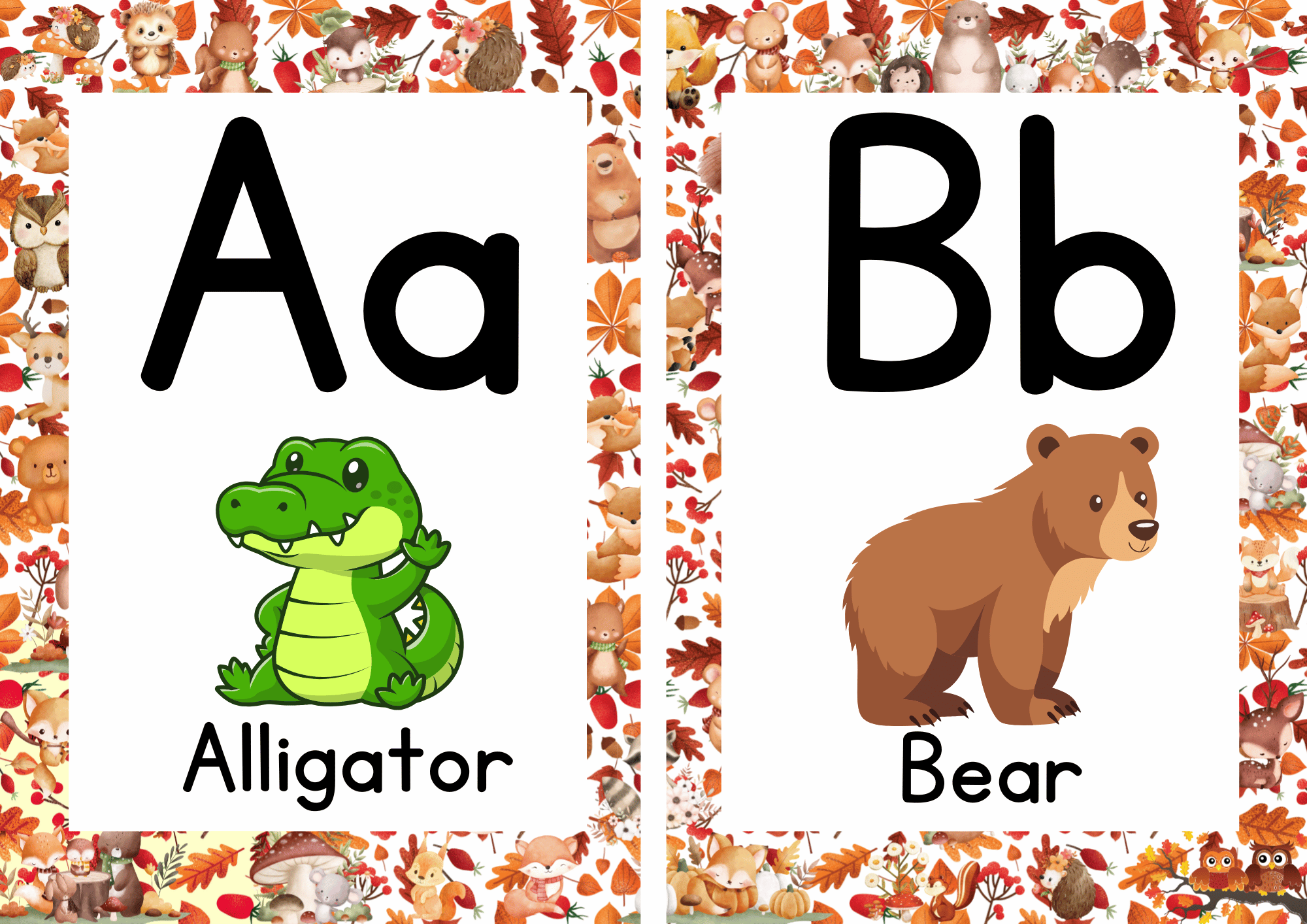 Autumn ABC Alphabet Flashcards