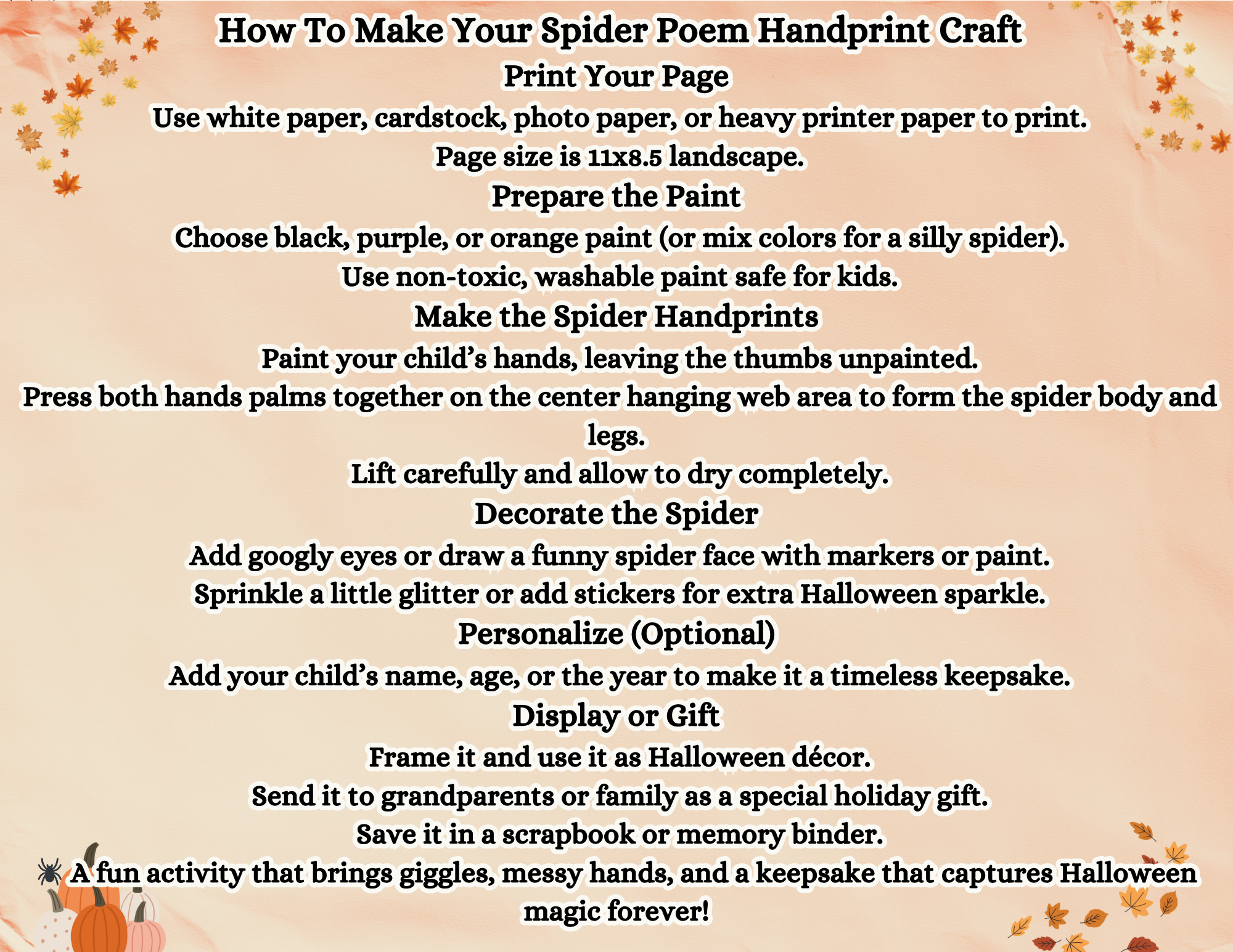 Spider Handprint Halloween Craft