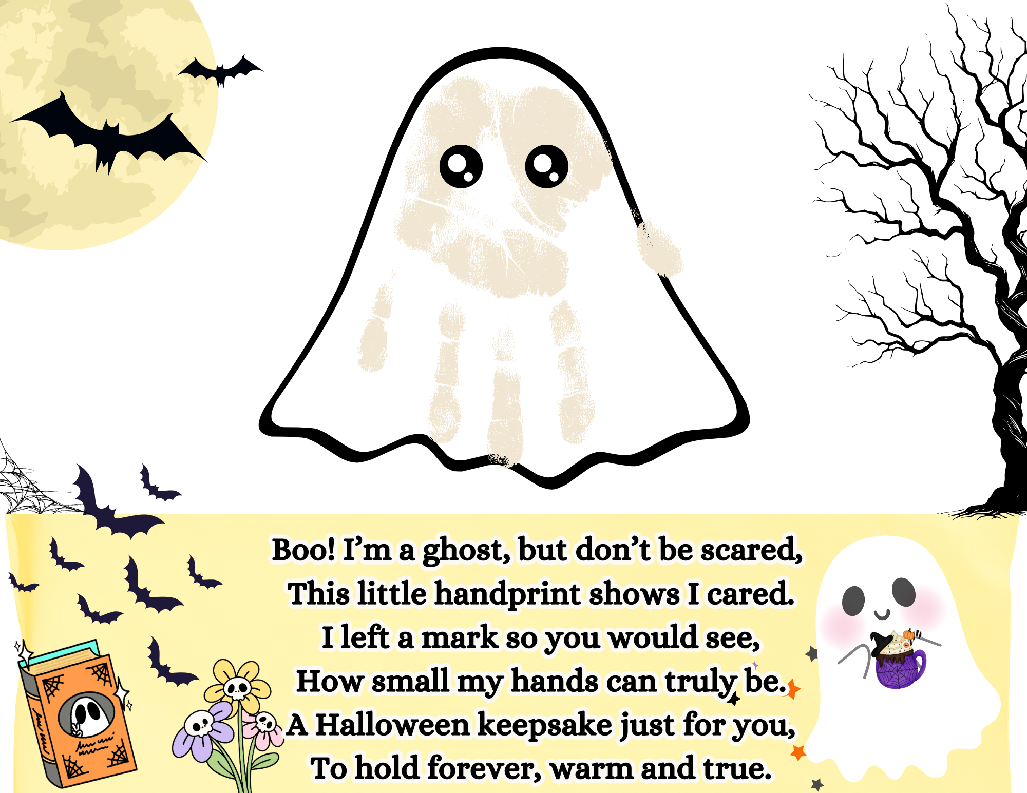 Ghost Handprint Halloween Craft