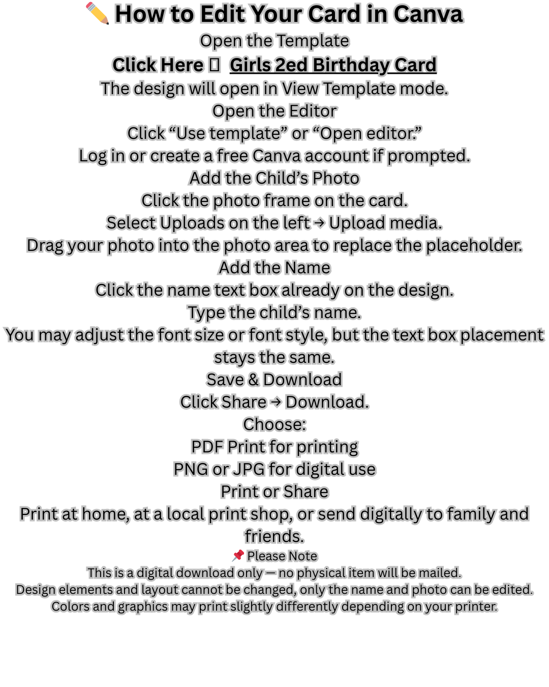 Girls 2nd Birthday Card