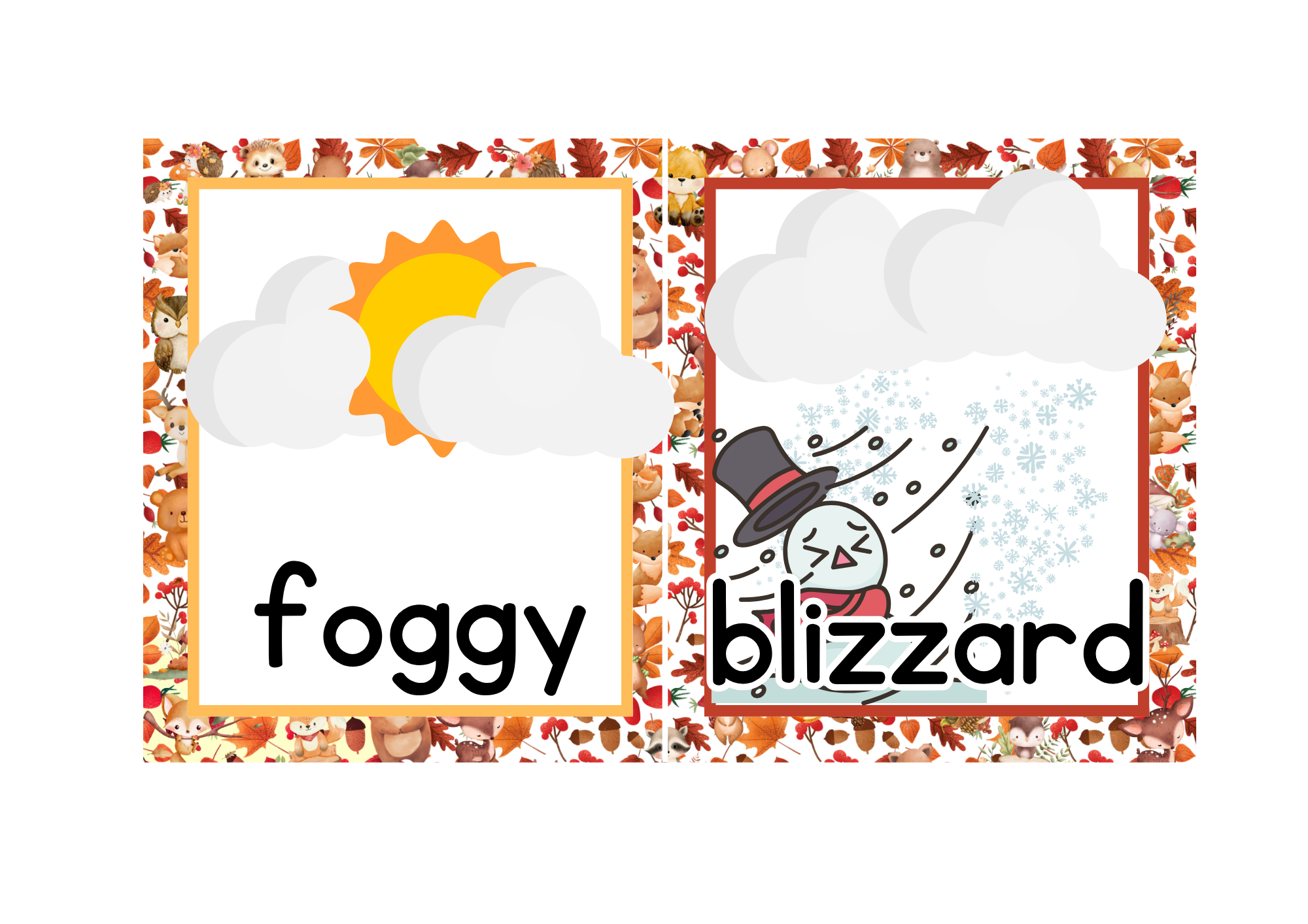 Fall Circle Time Weather Chart Flashcards