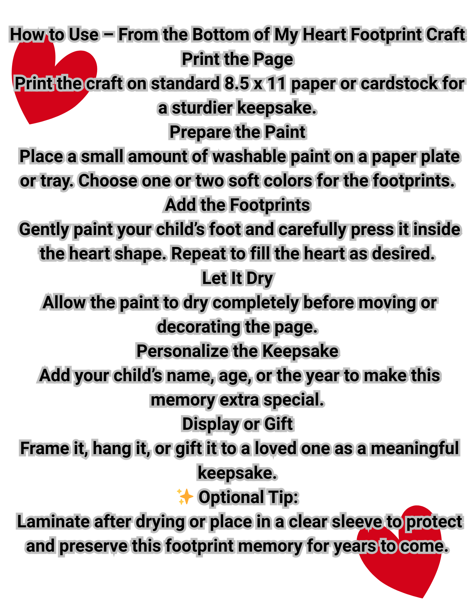 From the Bottom of My Heart, to the Tips of My Toes Craft