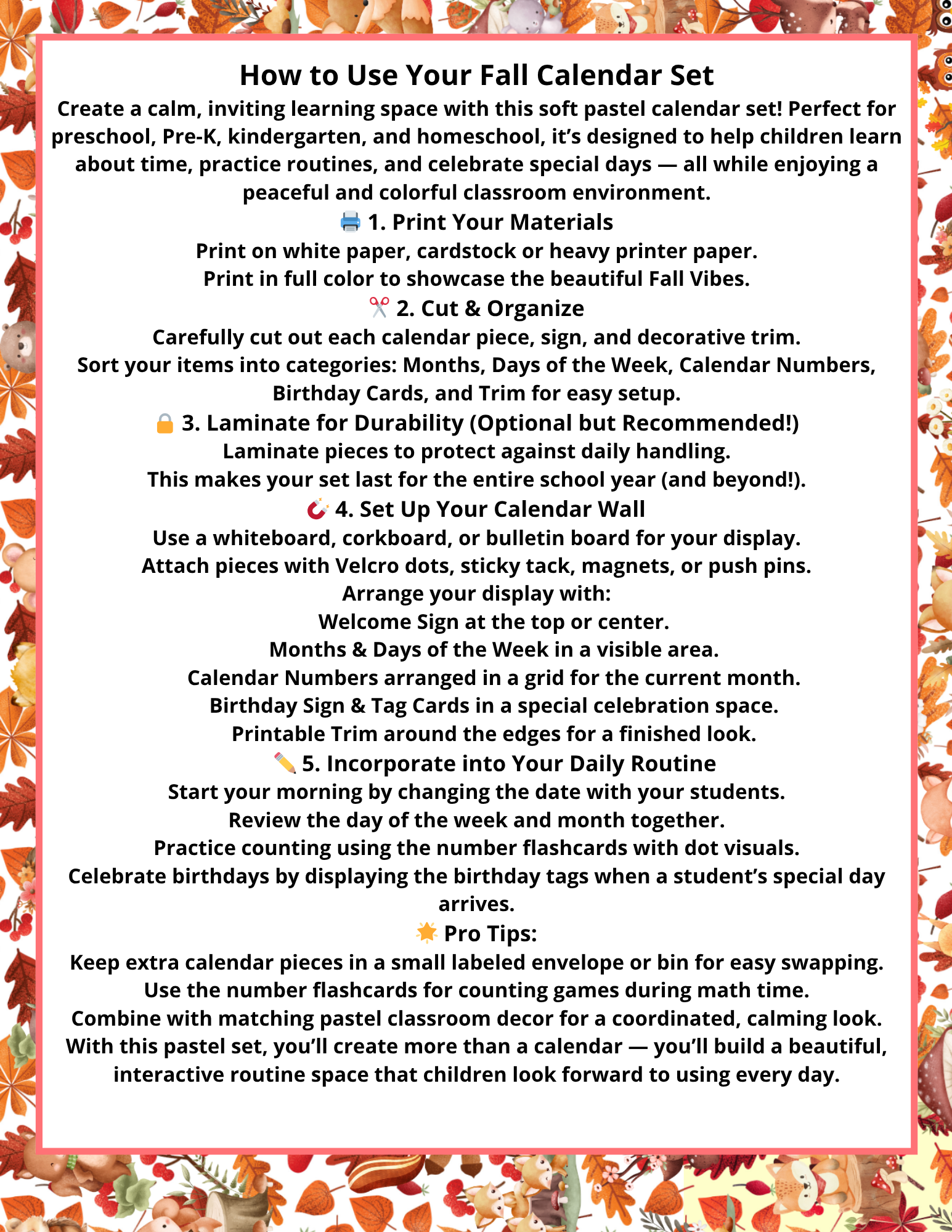 Printable Autumn Calendar Set 