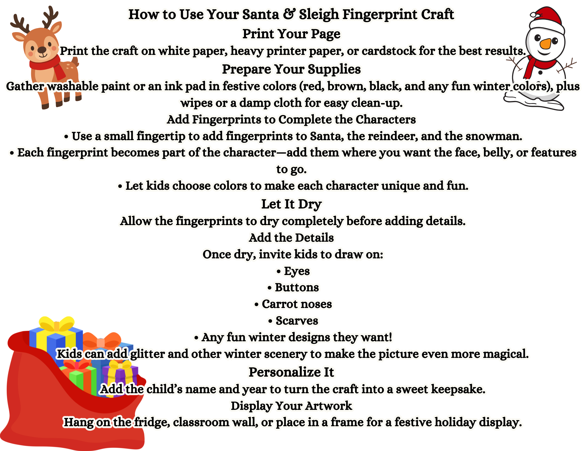 Santa’s Sleigh Fingerprint Craft