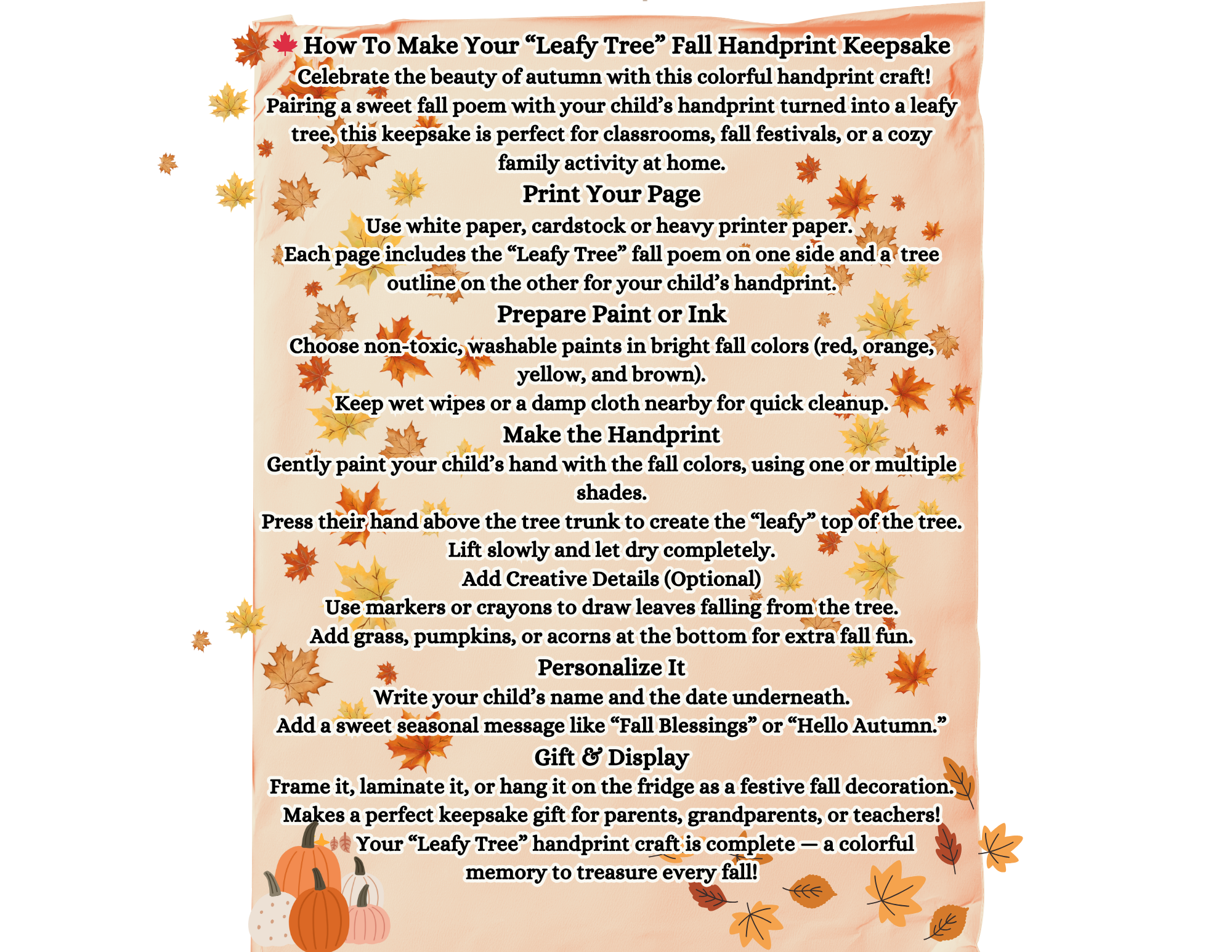 Leaf Handprint Fall Craft