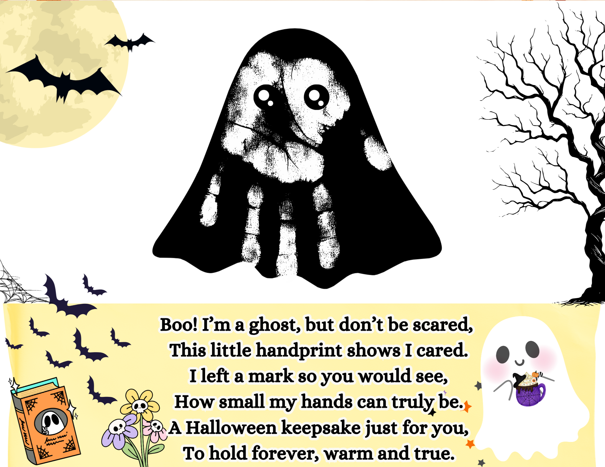 Ghost Handprint Halloween Craft