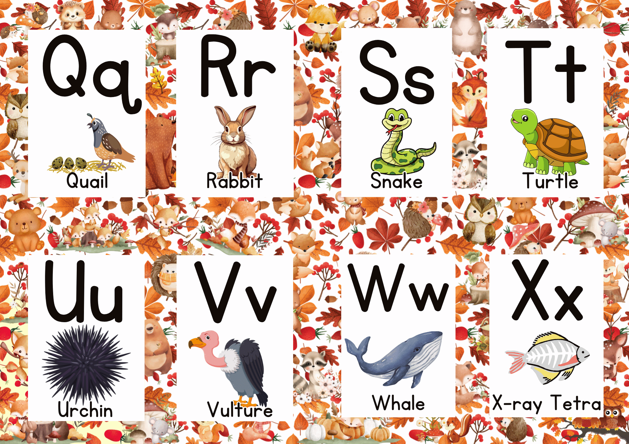 Autumn ABC Alphabet Flashcards