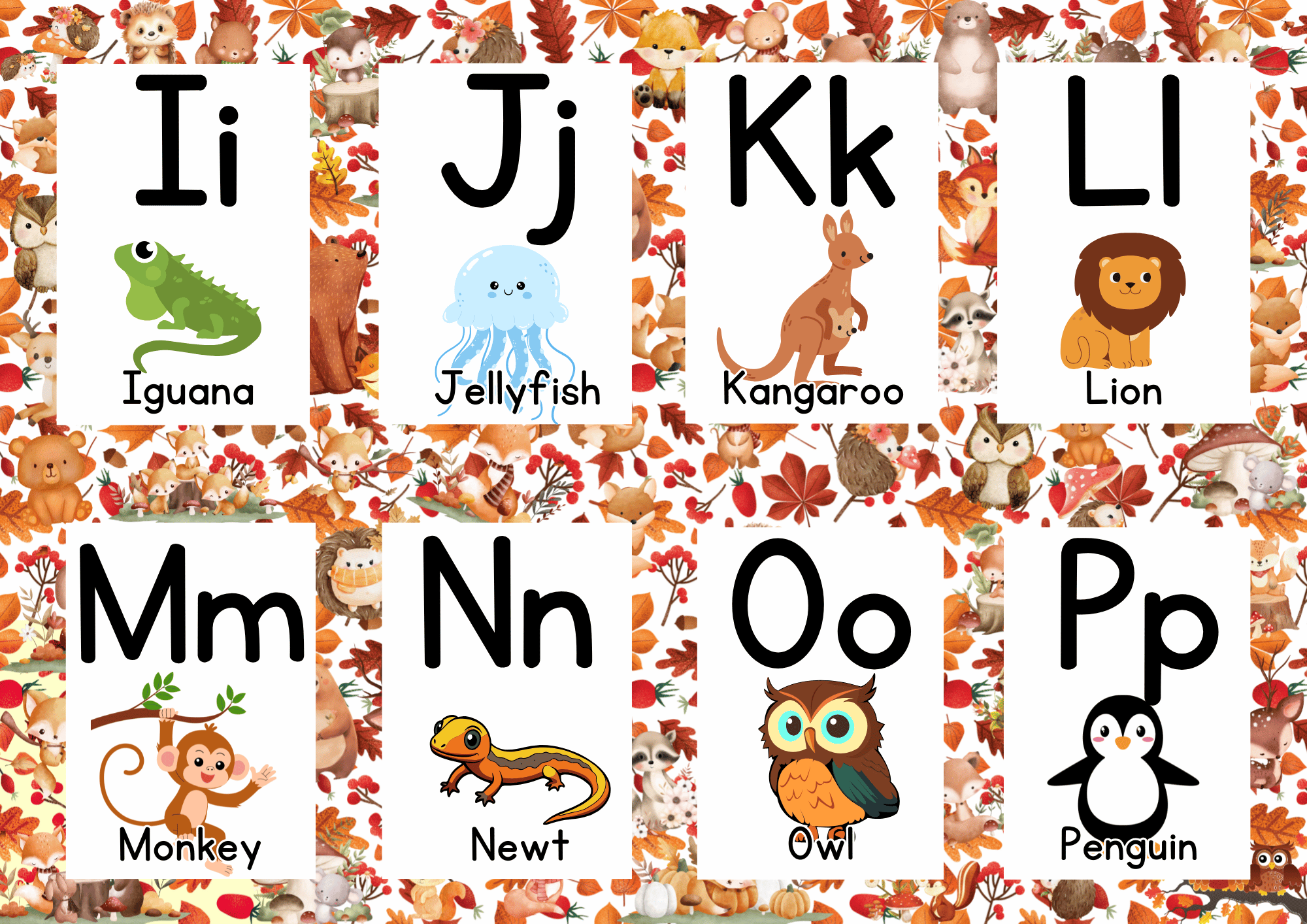 Autumn ABC Alphabet Flashcards