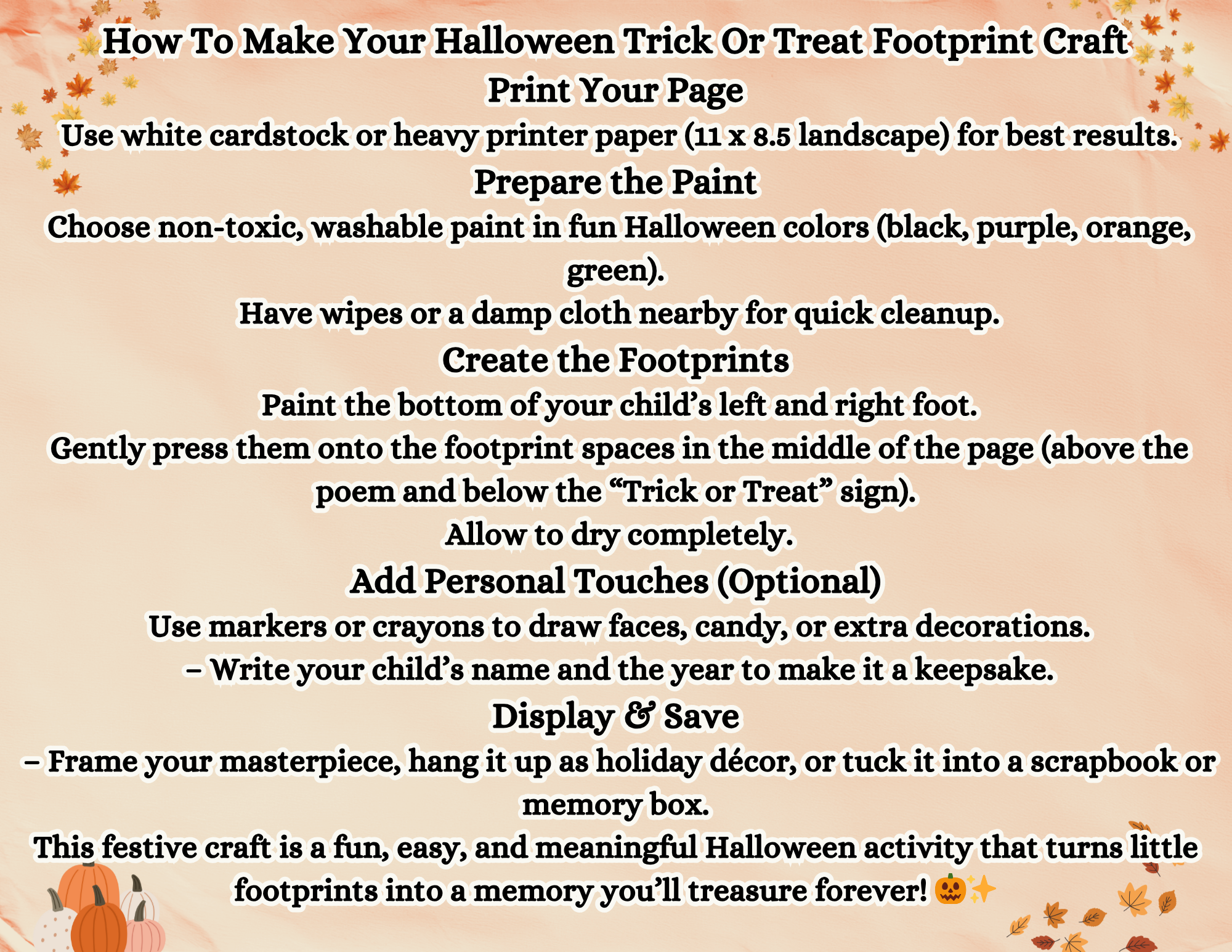 Trick Or Treat Footprint Craft