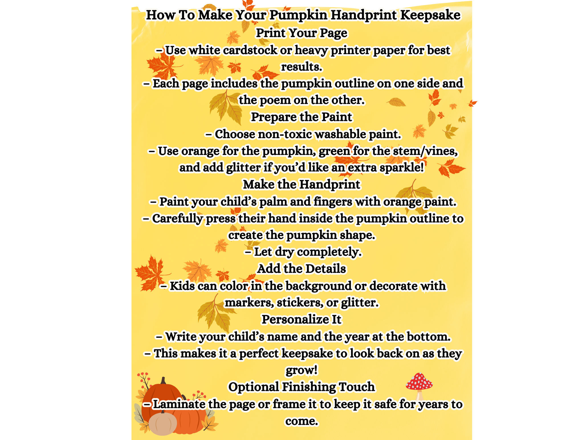 Pumpkin Handprint Craft