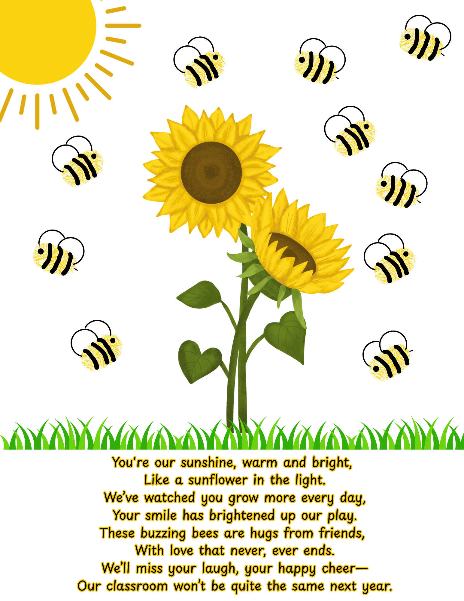 Goodbye Sunflower Fingerprint Poem