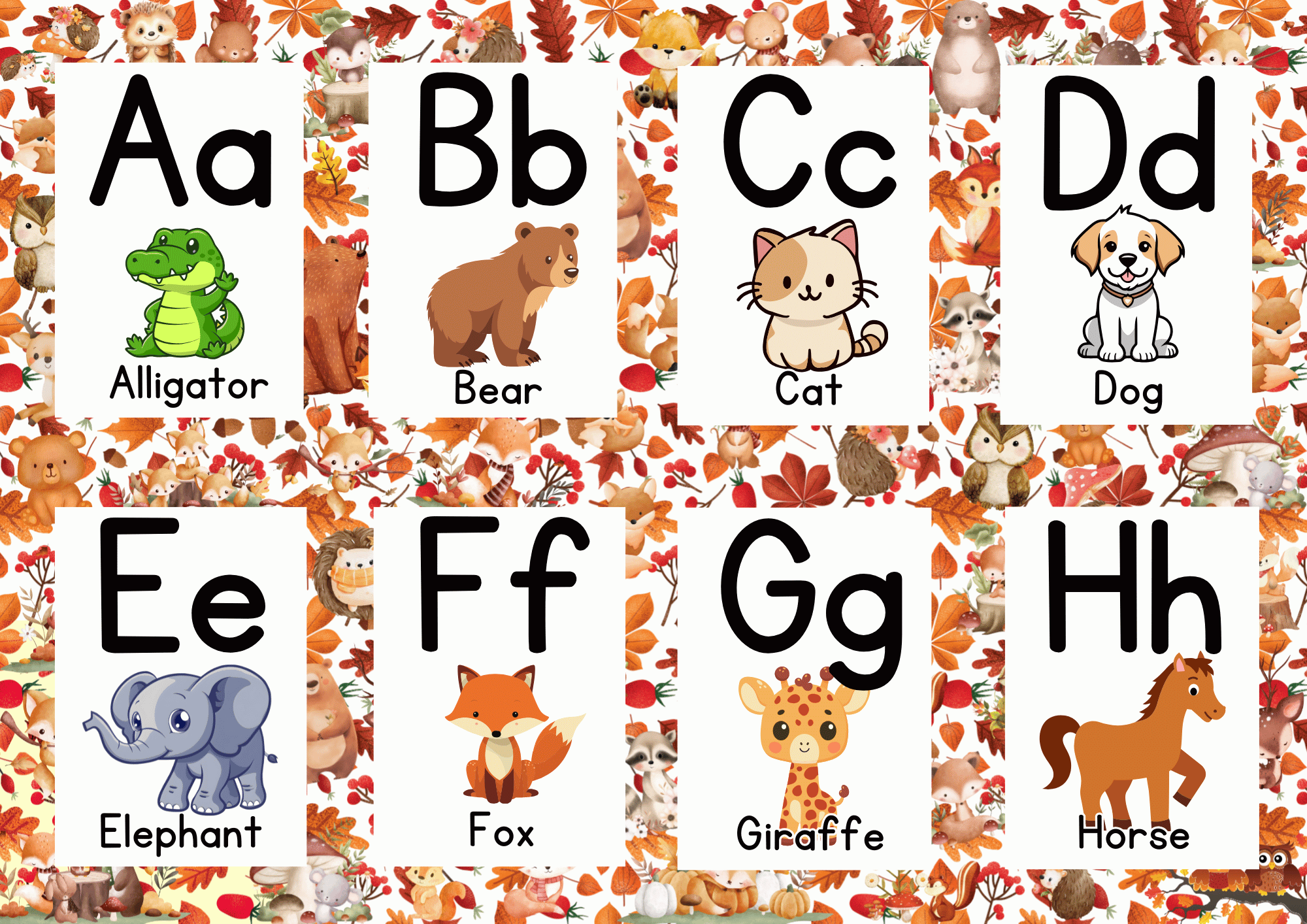 Autumn ABC Alphabet Flashcards