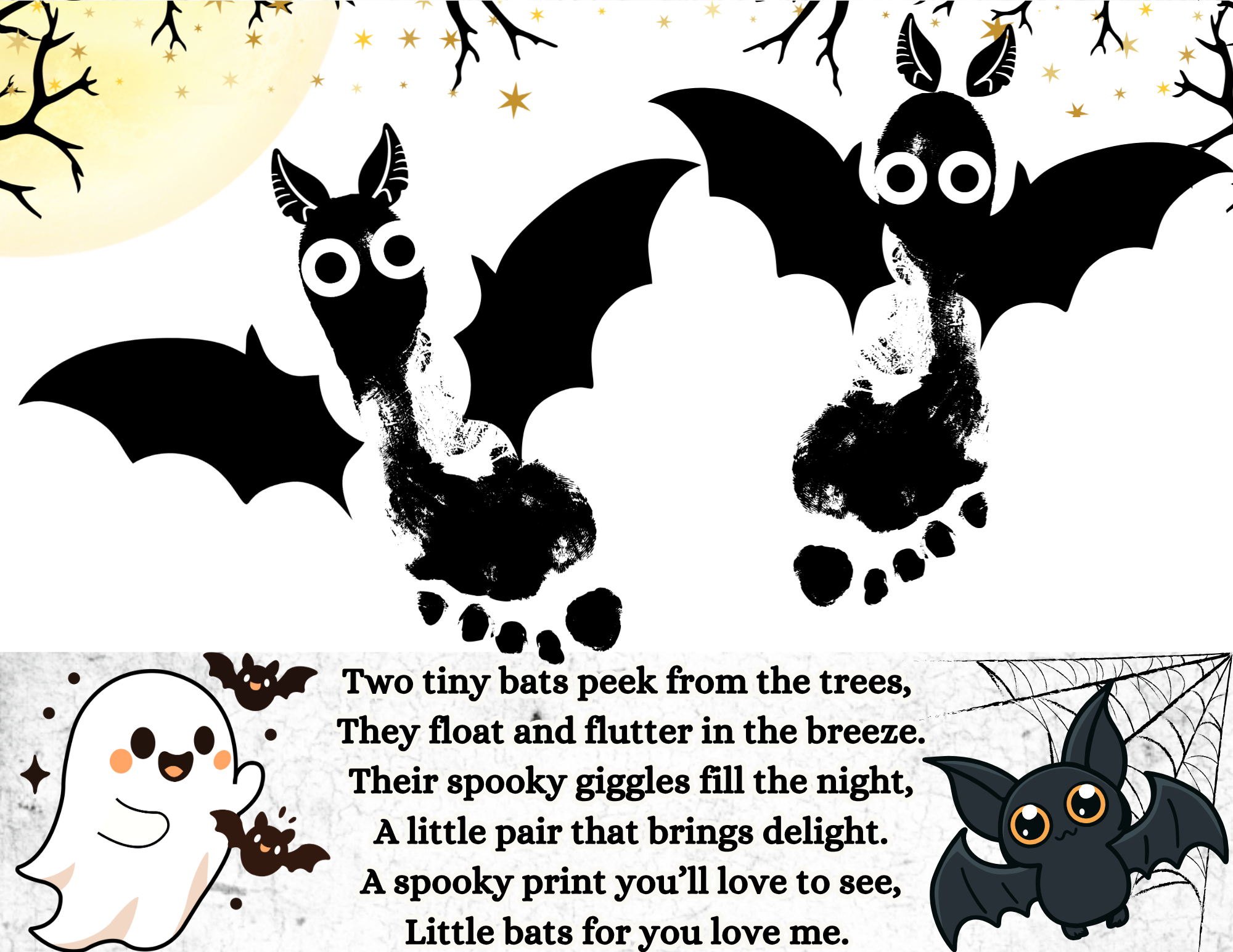  Bat Handprint & Footprint Poem Keepsake