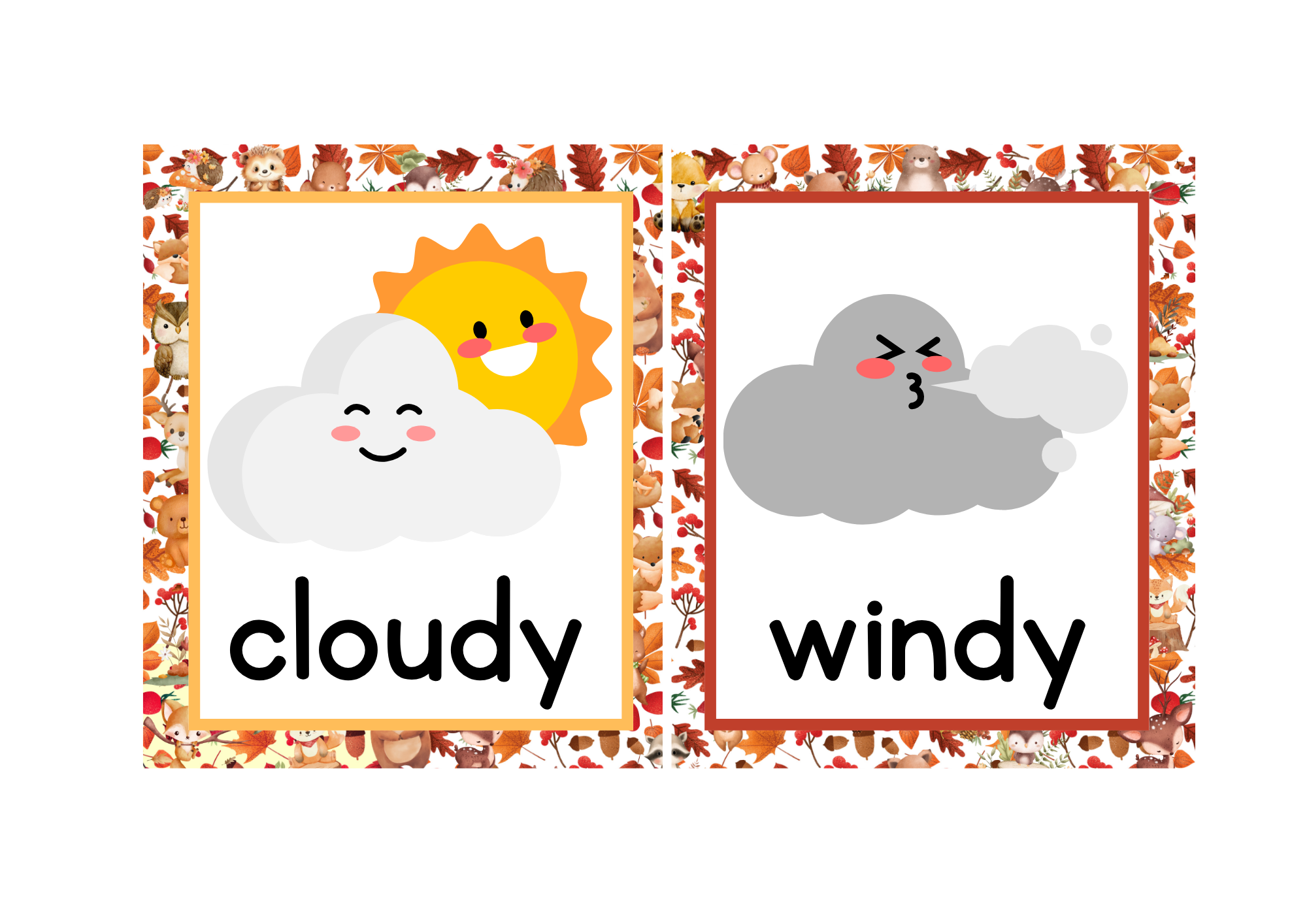 Fall Circle Time Weather Chart Flashcards