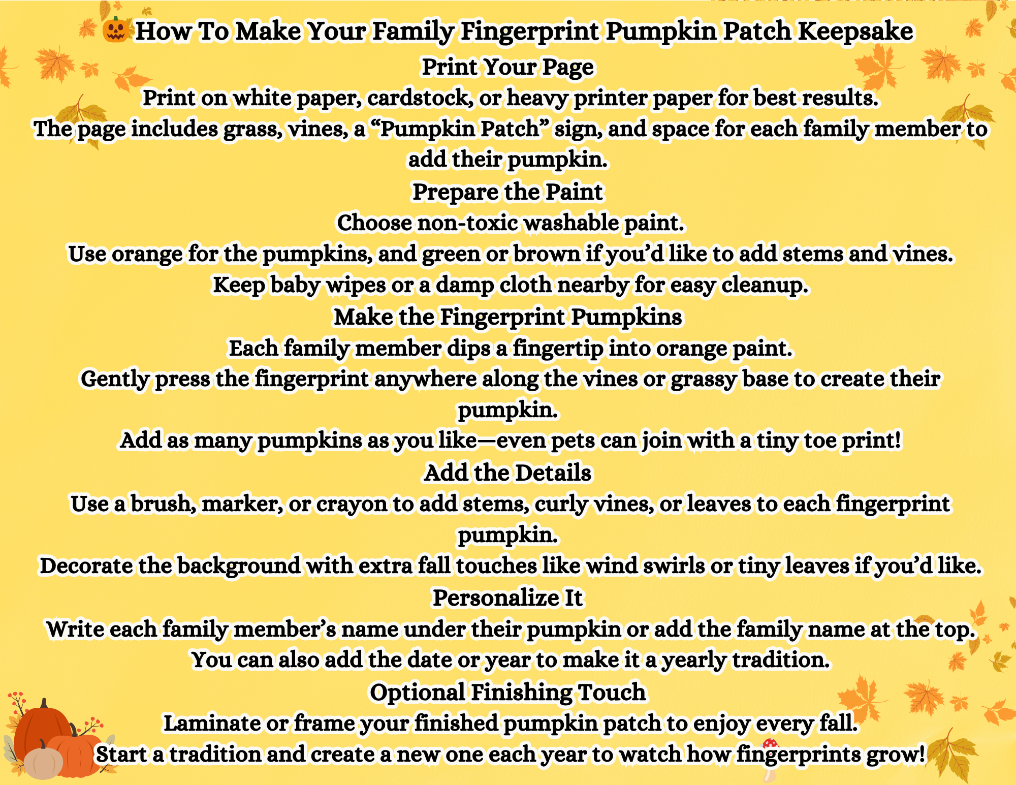Family Fingerprint Pumpkin Patch