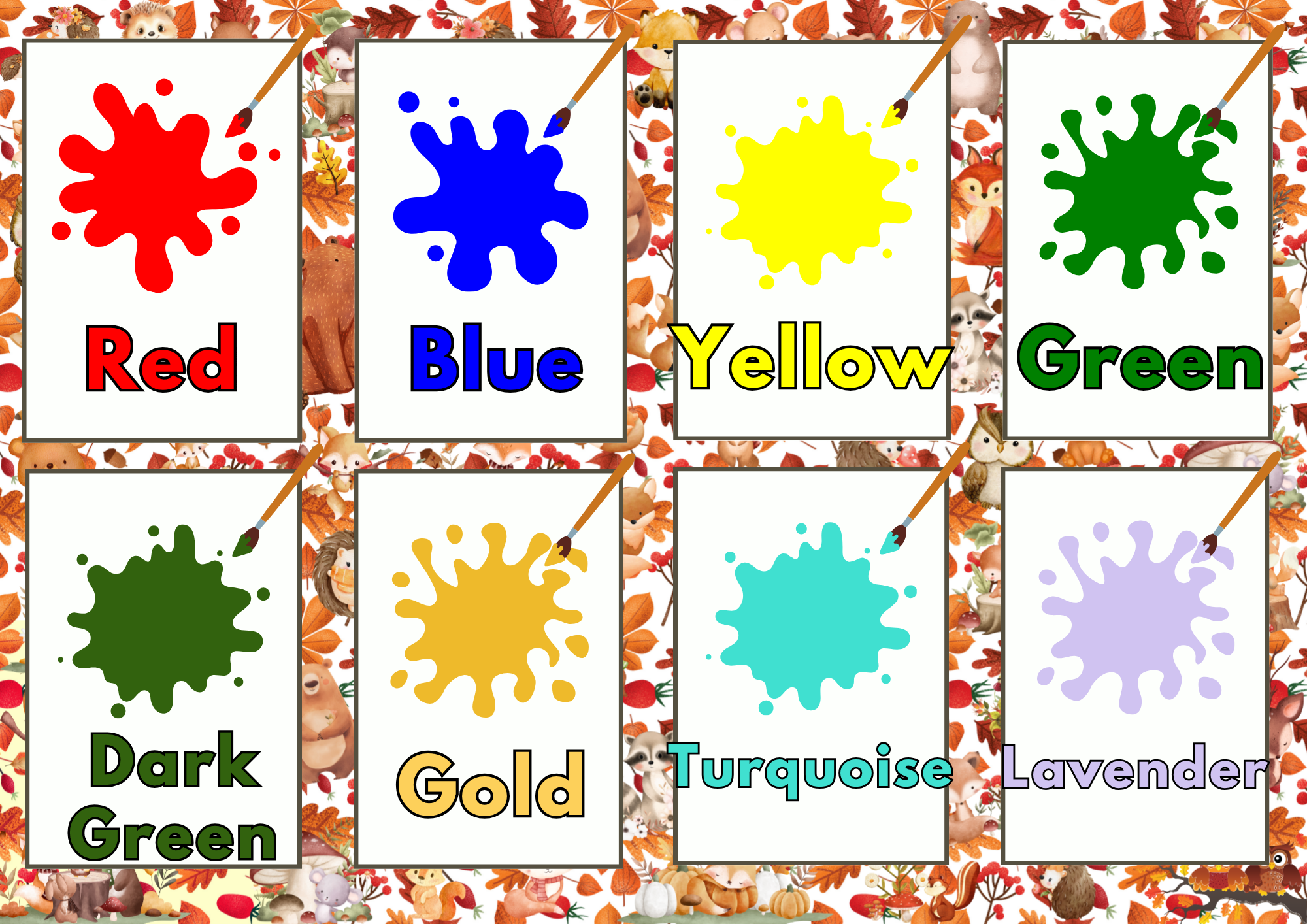 Fall Shape and Color Flashcard Set