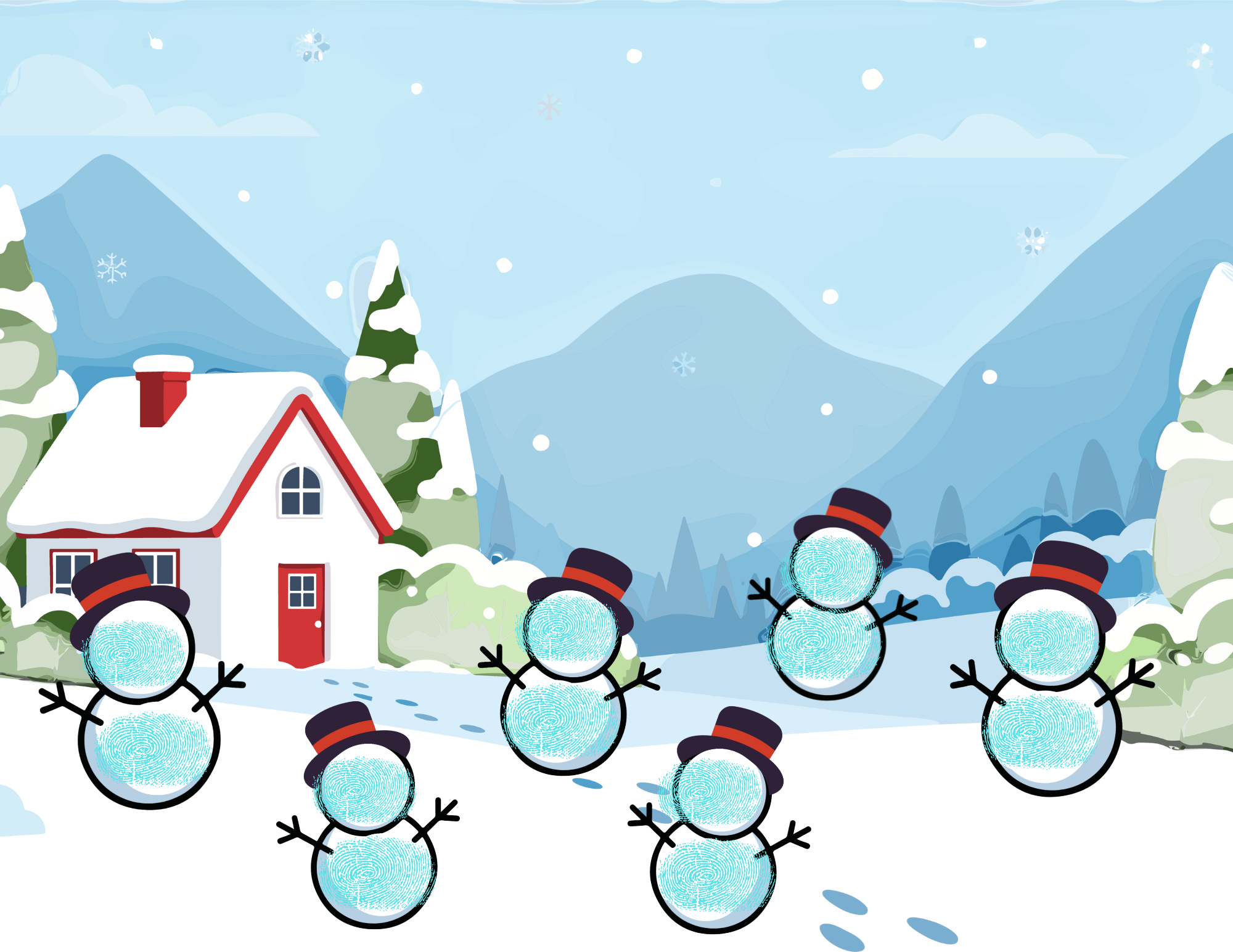 Snowman Family Fingerprint Craft