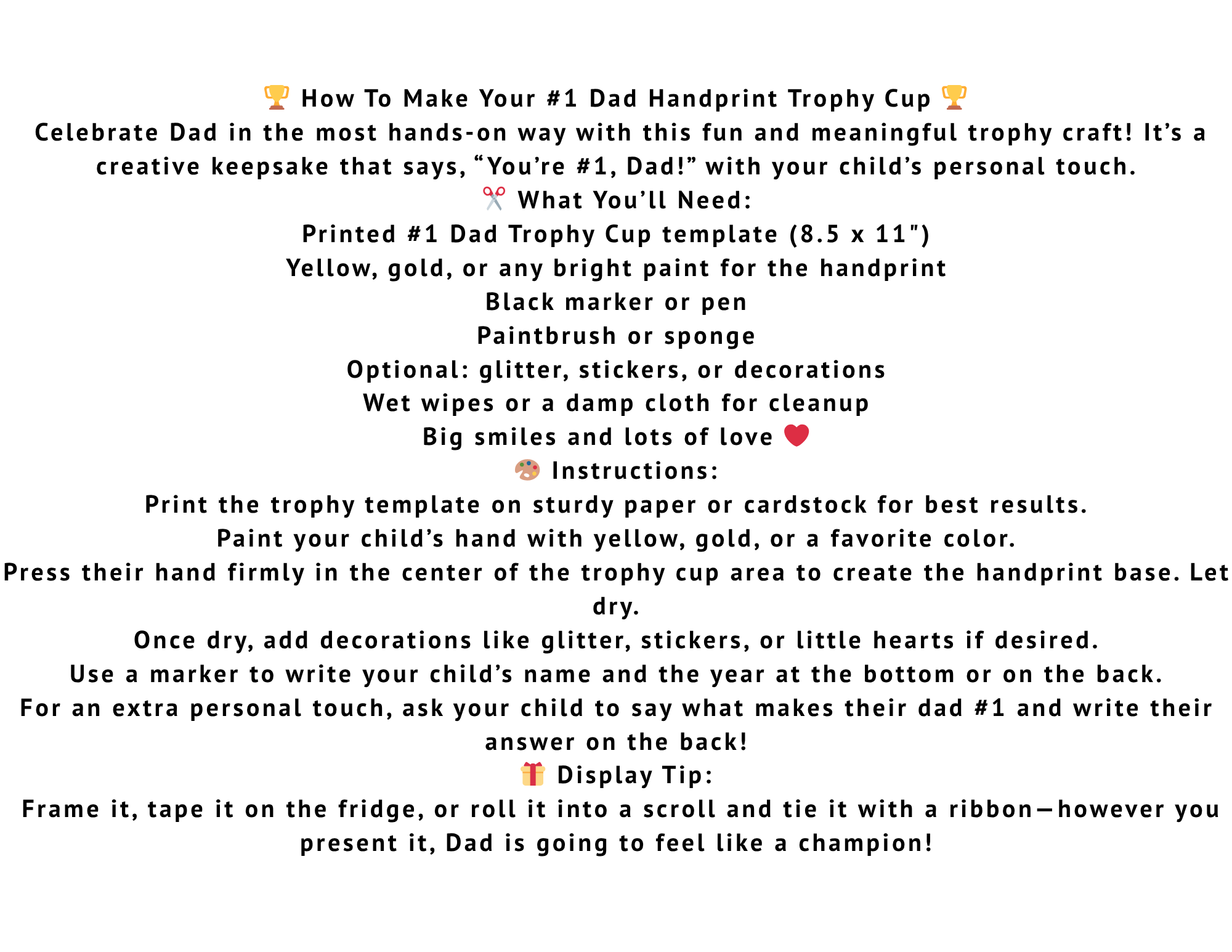 First Time Dad Trophy Card