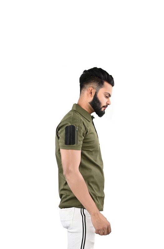 Olive Green Polo T-Shirt Small Flag Tactical H/s