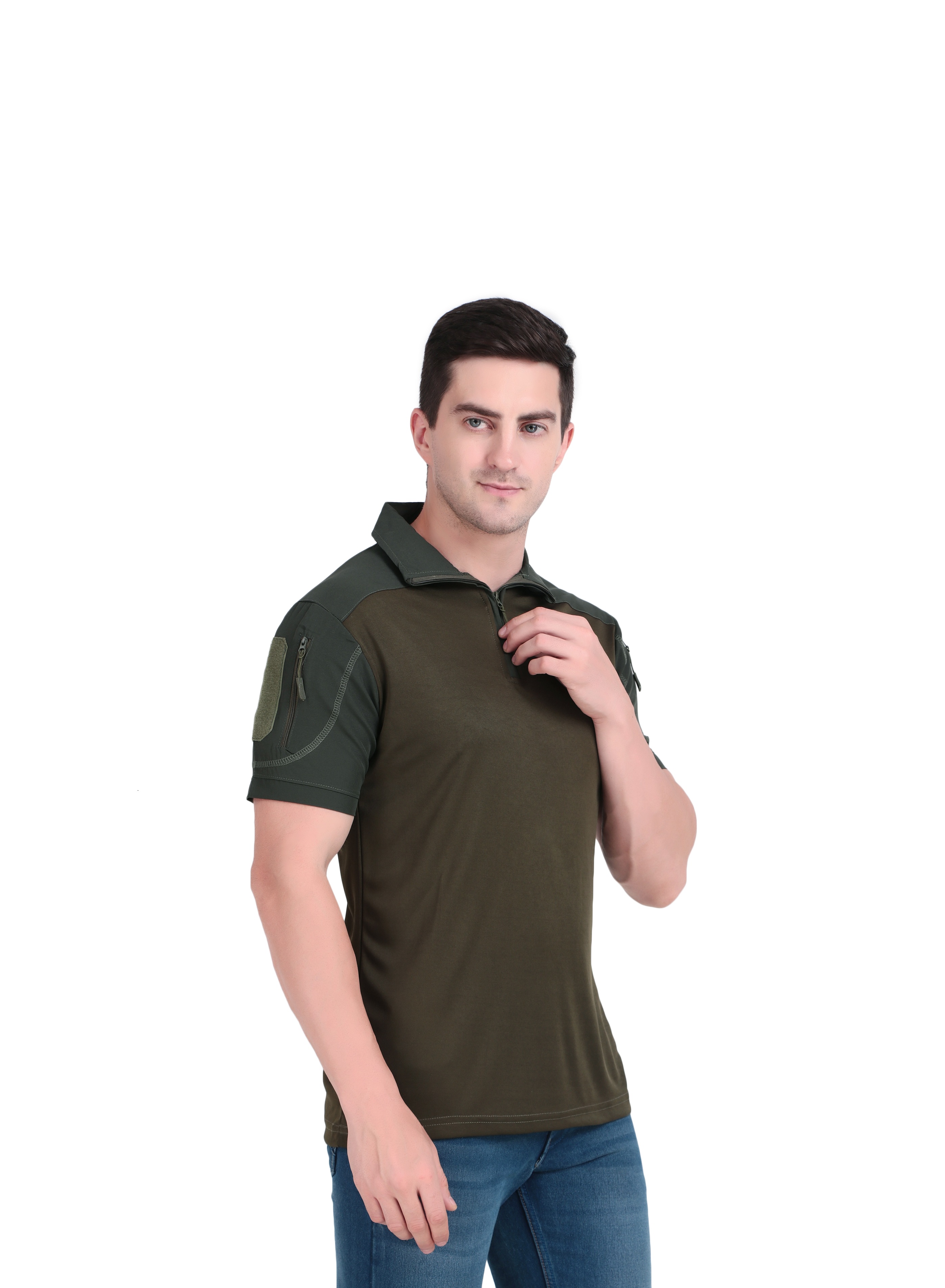 Men's olive green polo shirt