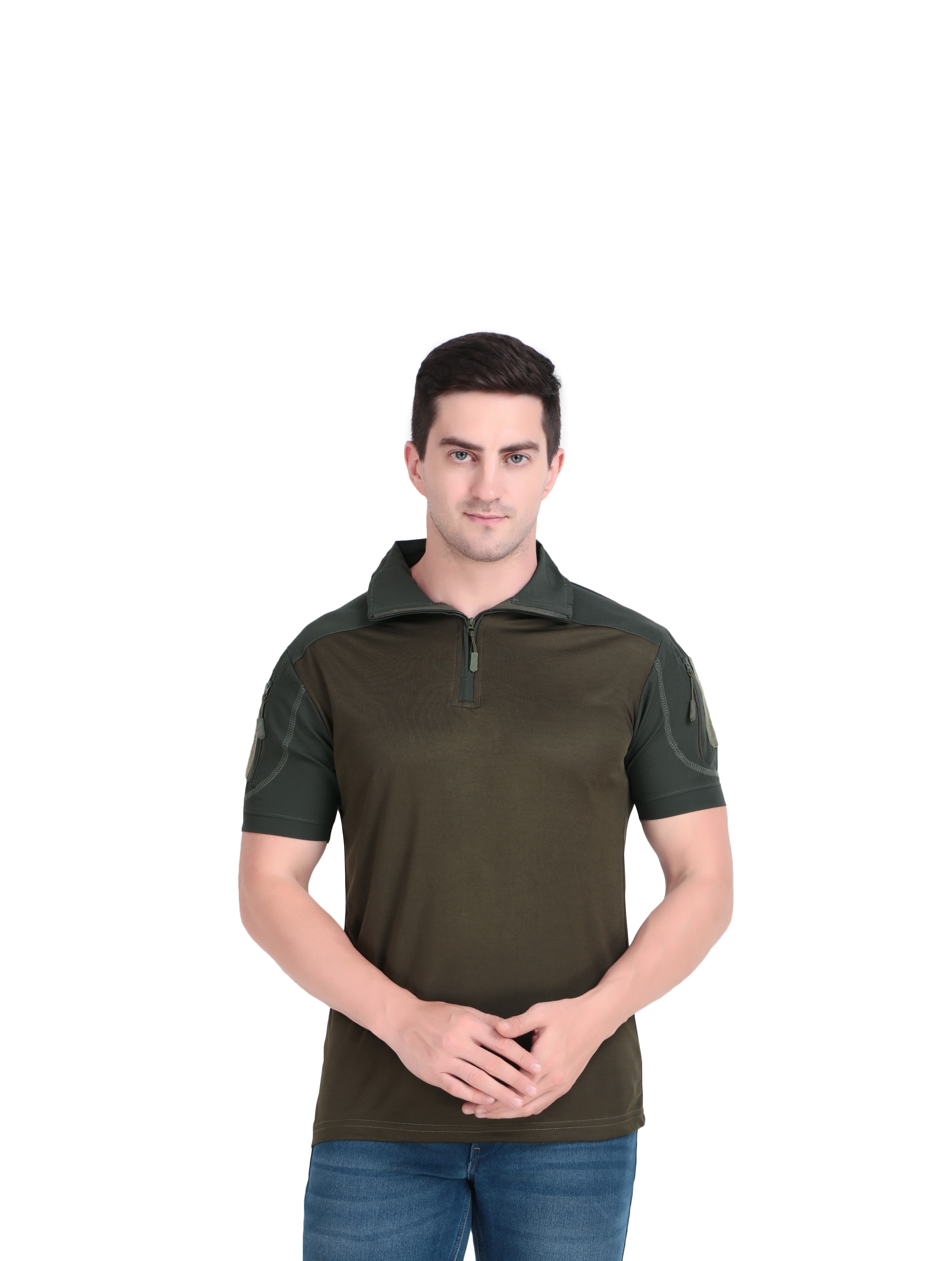 Men's olive green polo shirt
