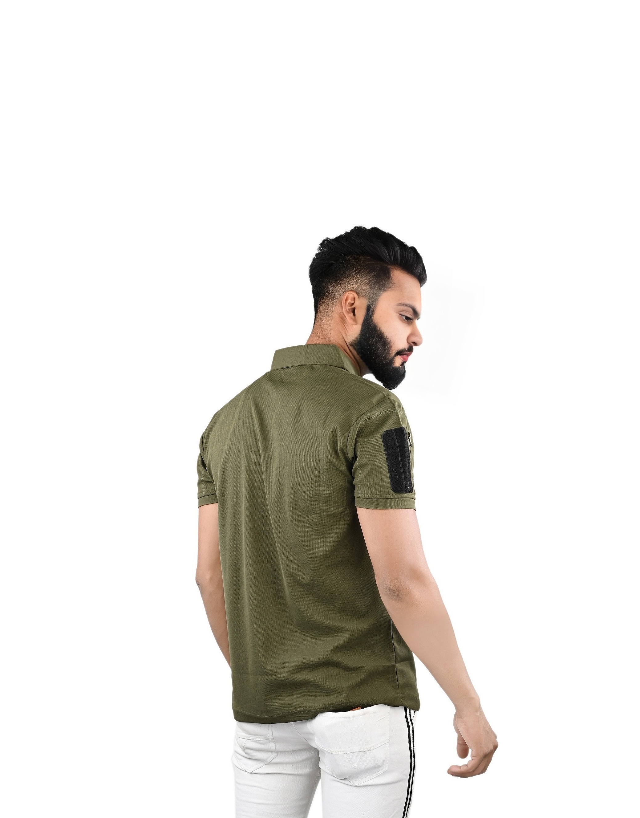 Olive Green Polo T-Shirt Small Flag Tactical H/s