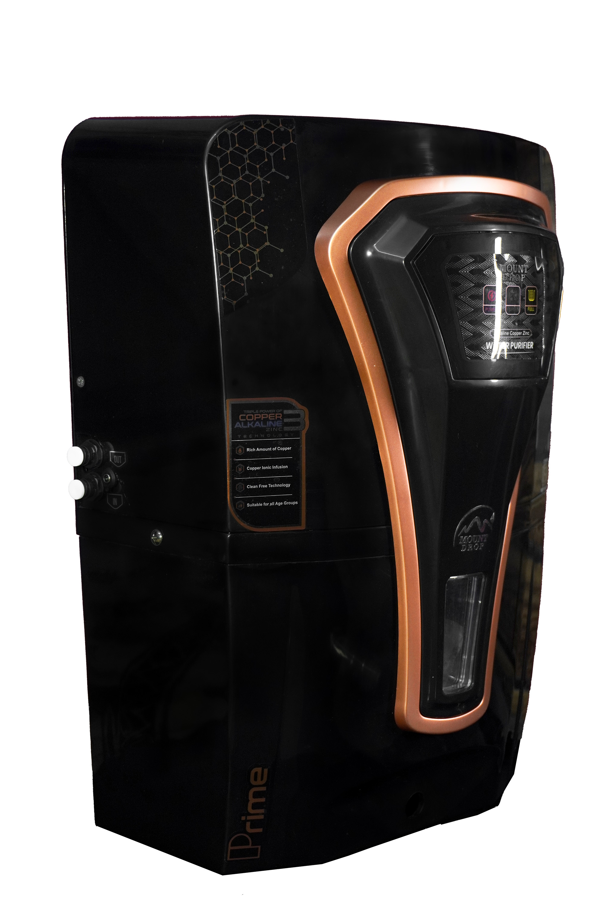 💧 Mount Drop Black Prime – RO+MIN+TDS+CU+ALK+ZN Water Purifier