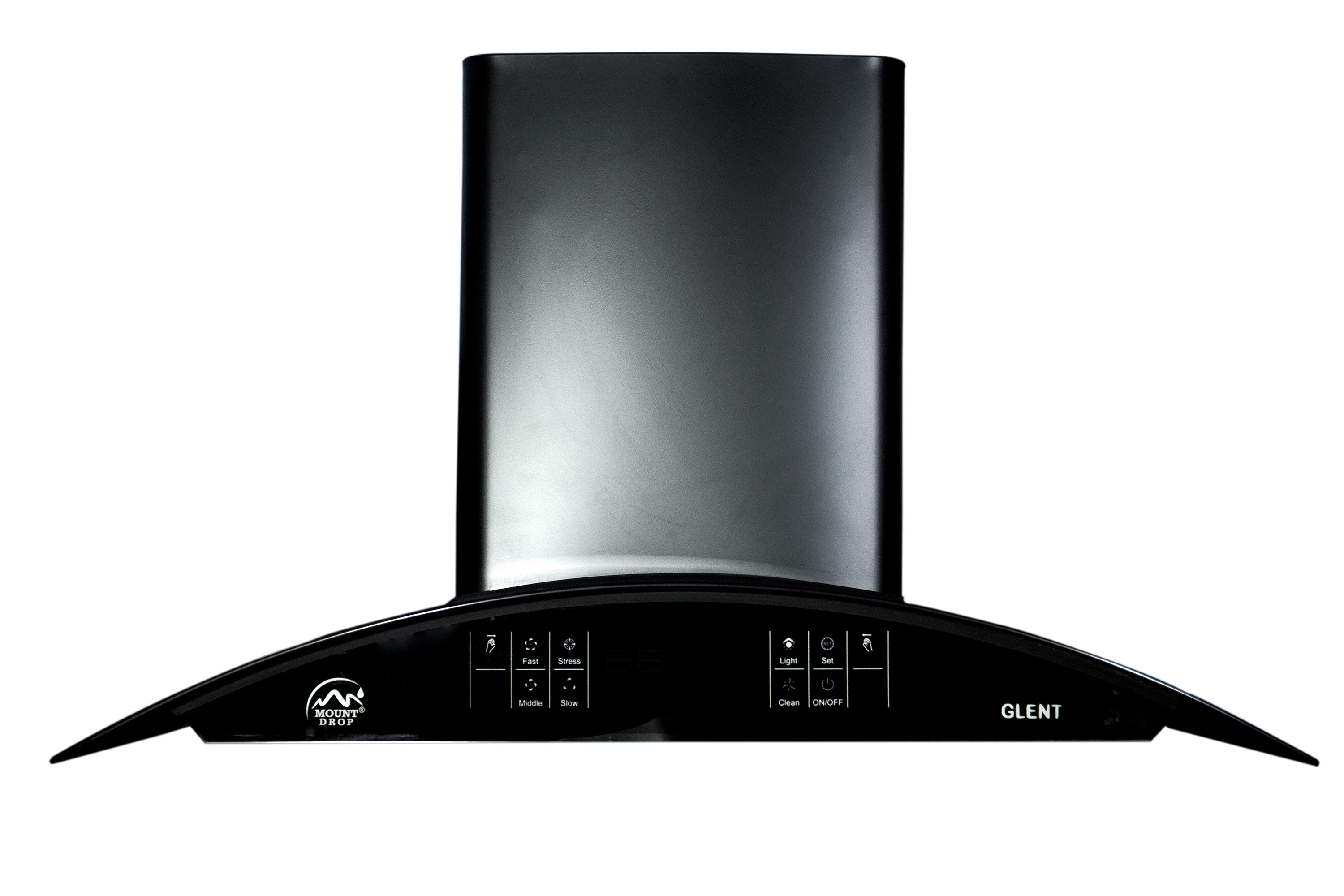 Mount Drop Glent Black 90 CM Filterless Kitchen Chimney | 1800–2500 m³/hr Suction | Touch & Motion Sensor | 4 Speed | Auto Heat Clean | LED Light | Copper Motor | Lifetime Warranty