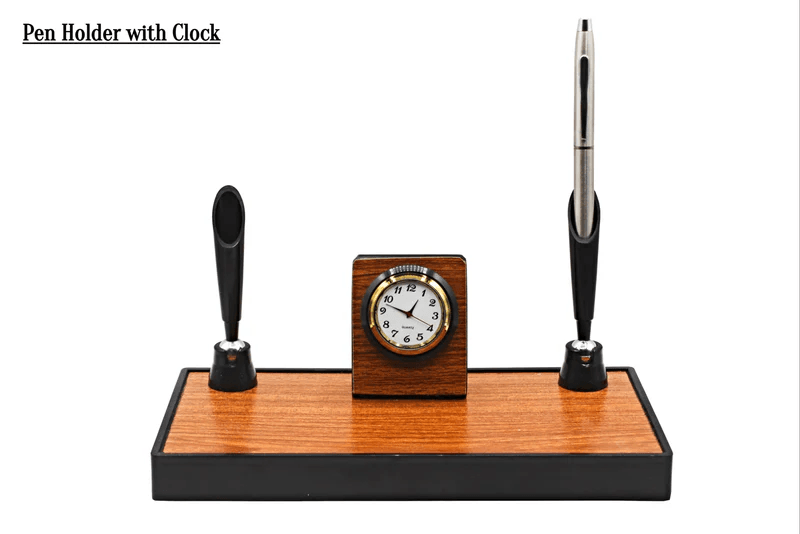 Desk Organizer with Clock and Pen Holders