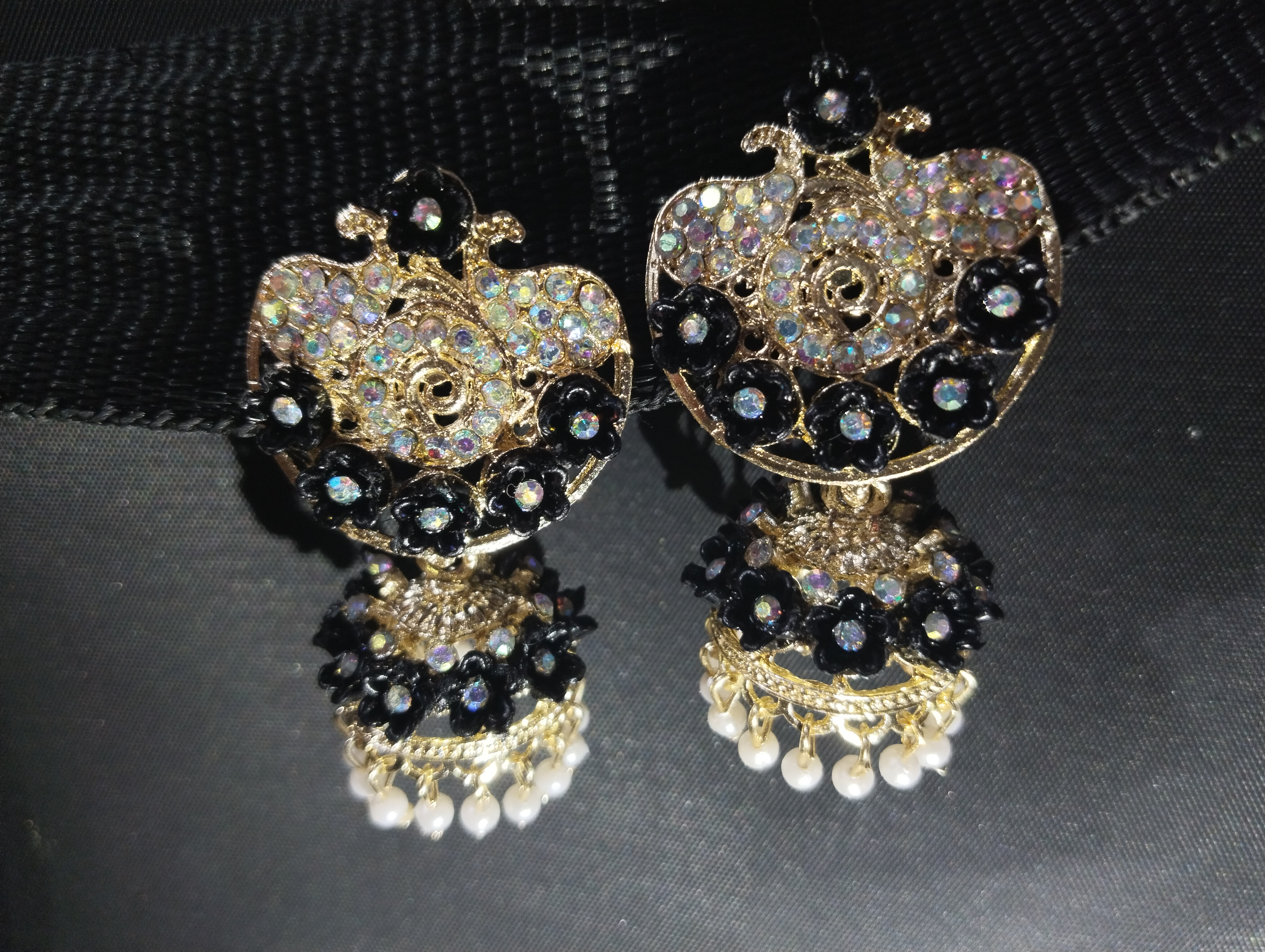  Black and Gold Earrings Jhumka 