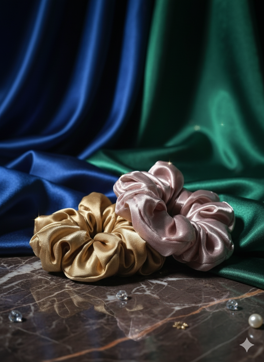 Satin Hair Scrunchies Set