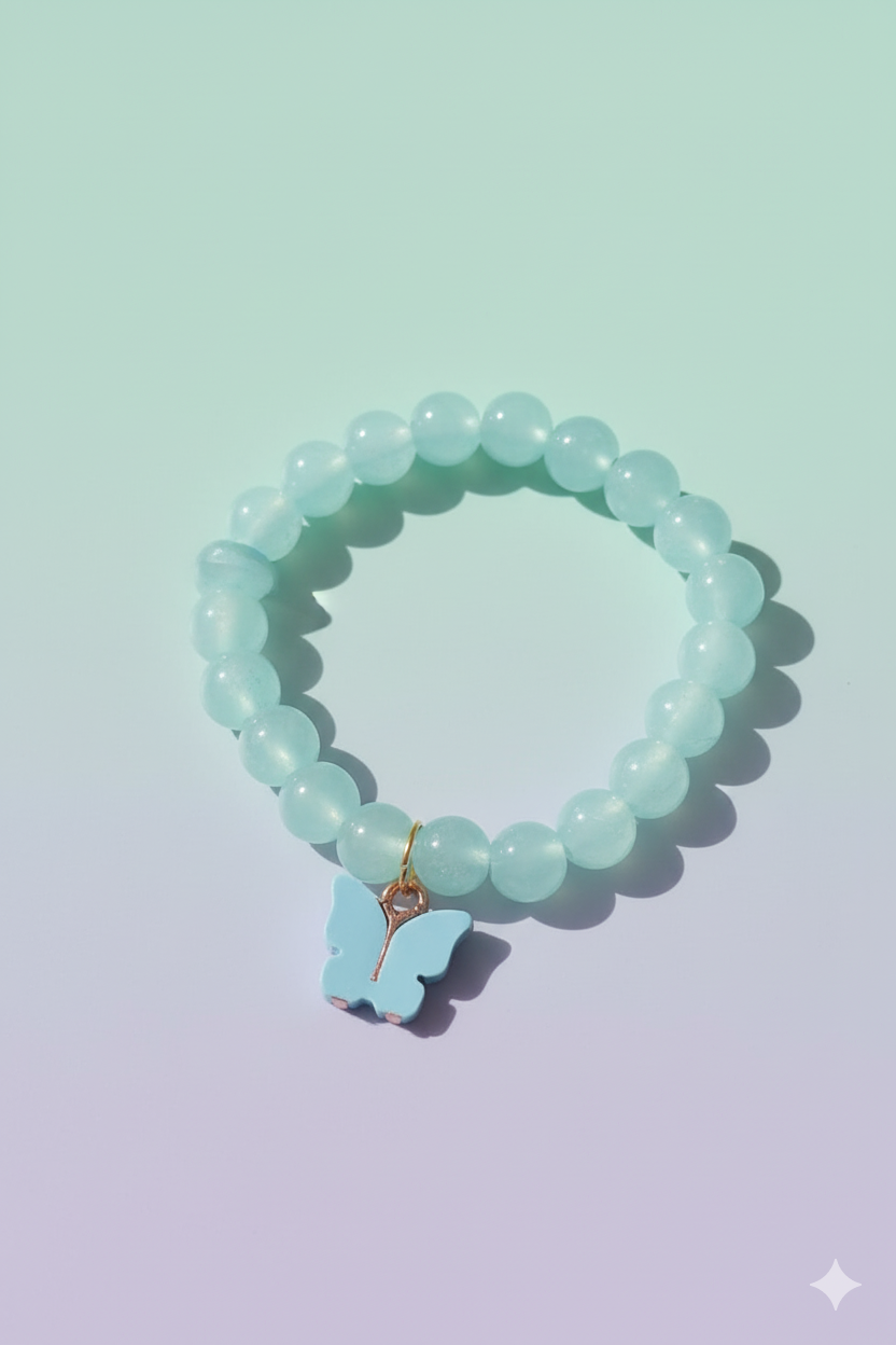 Blue Beaded Butterfly Bracelet