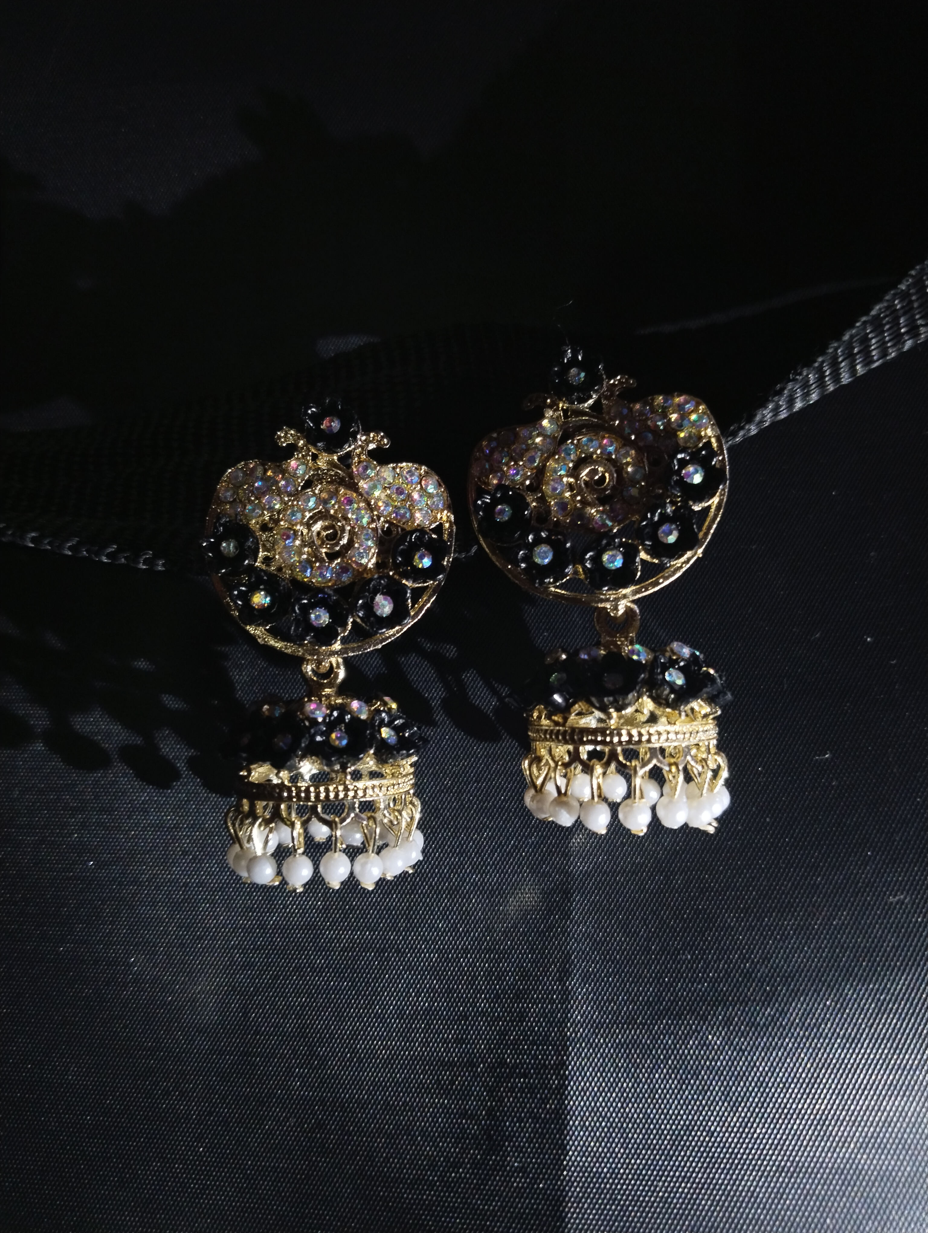  Black and Gold Earrings Jhumka 