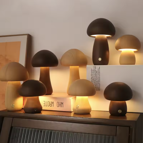 Mushroom Wooden Table Lamp