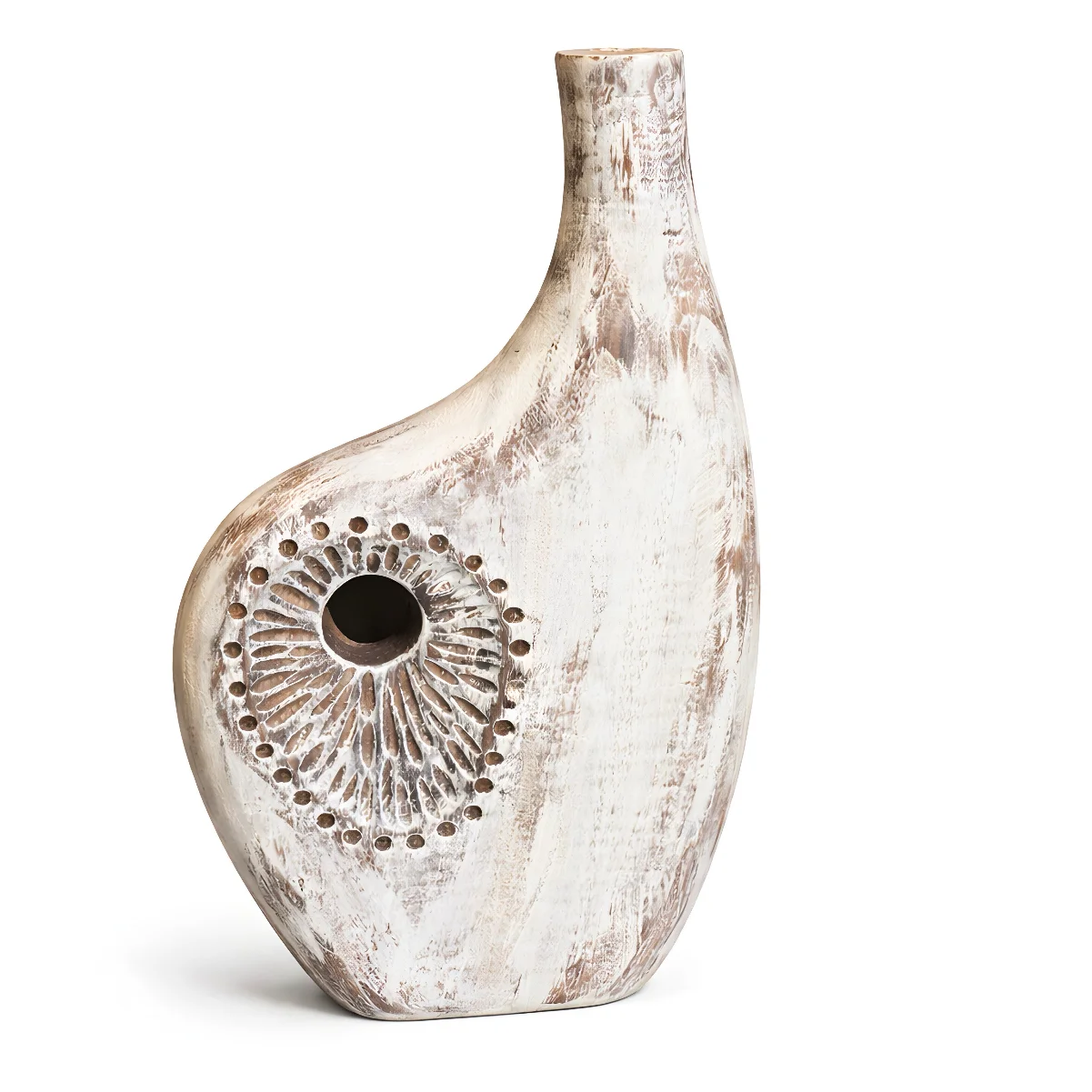 Carved Halo Wooden Vase