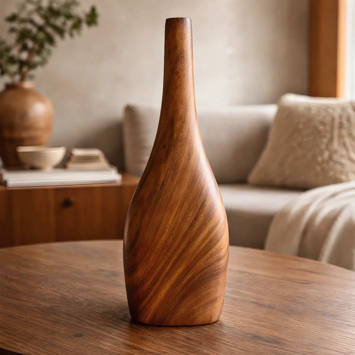 Smooth Minimal Wooden Vase