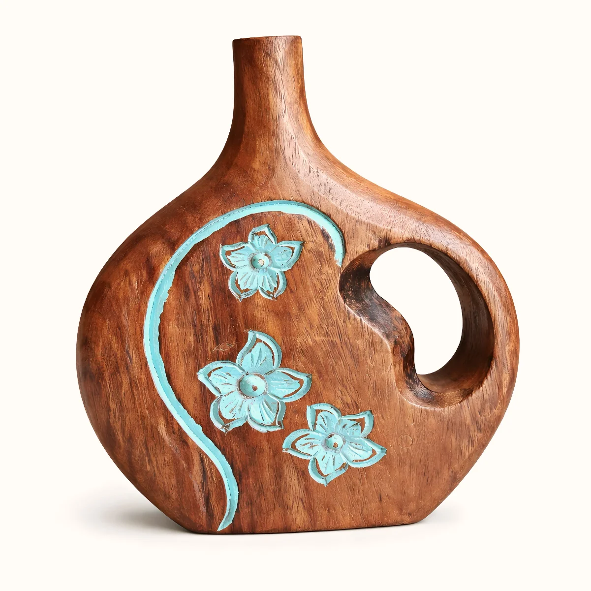 Floral Curve Wooden Vase