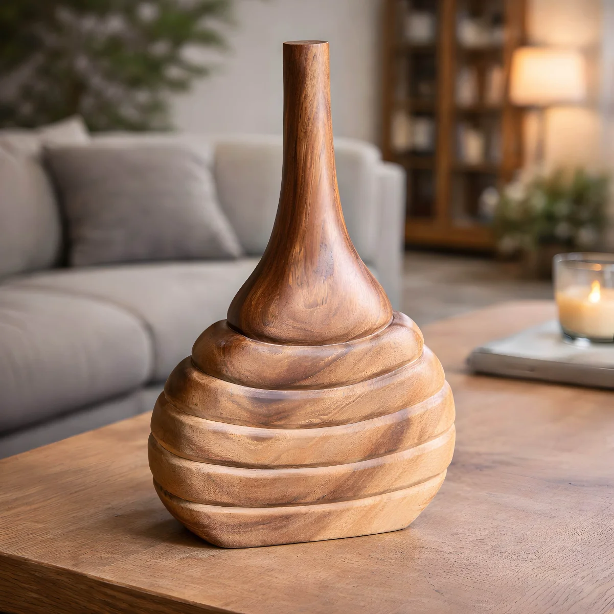 Layered Form Wooden Vase