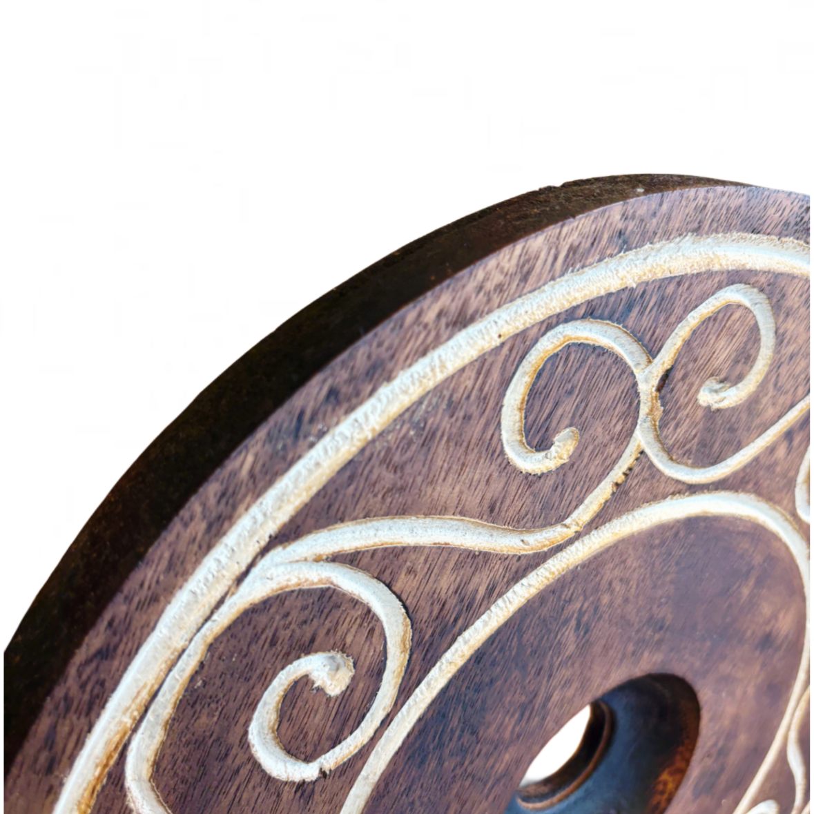 Carved Wooden Floral Disc